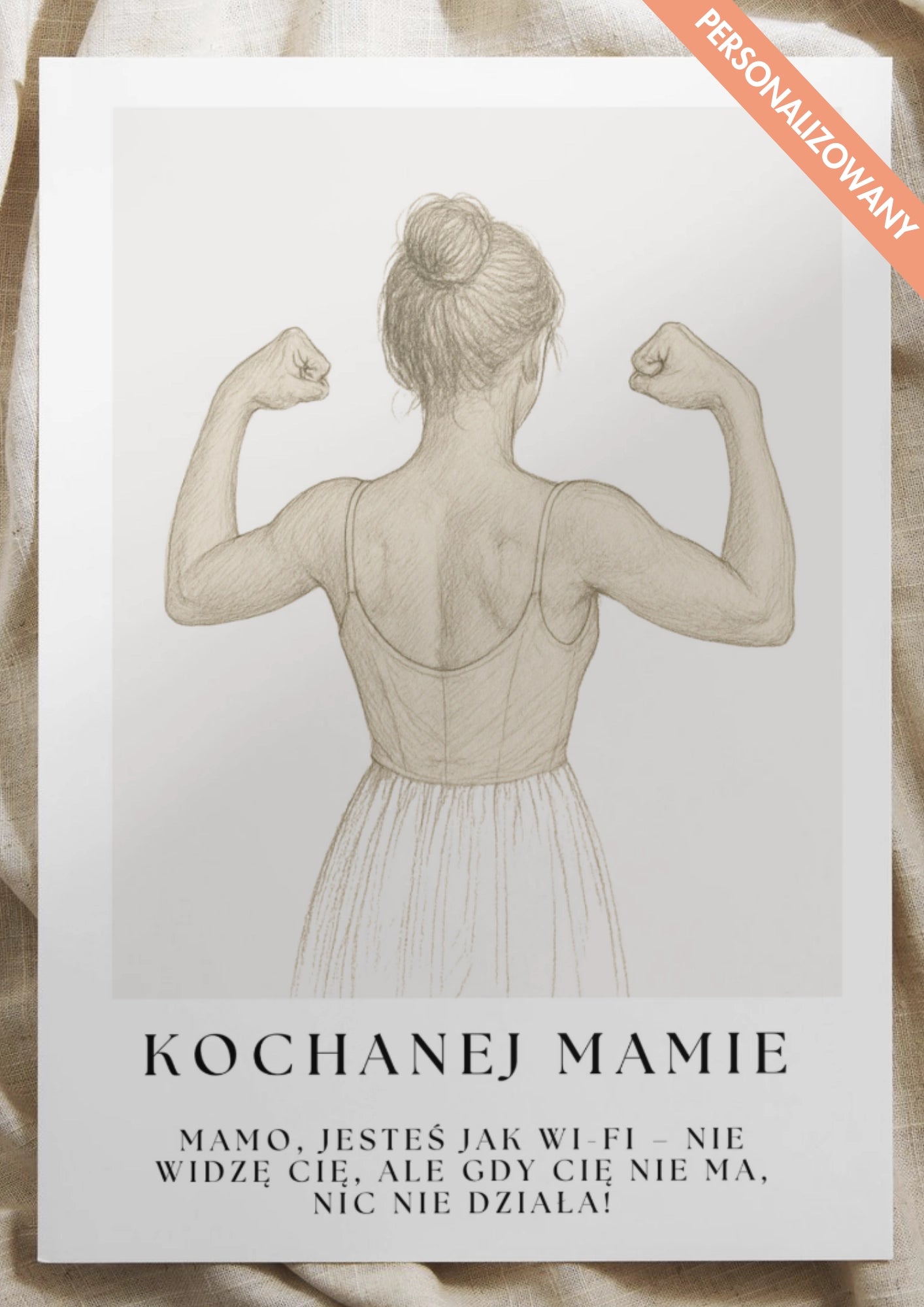 Personalizowany Plakat na Dzień Mamy z Ilustracją Silnej Mamy