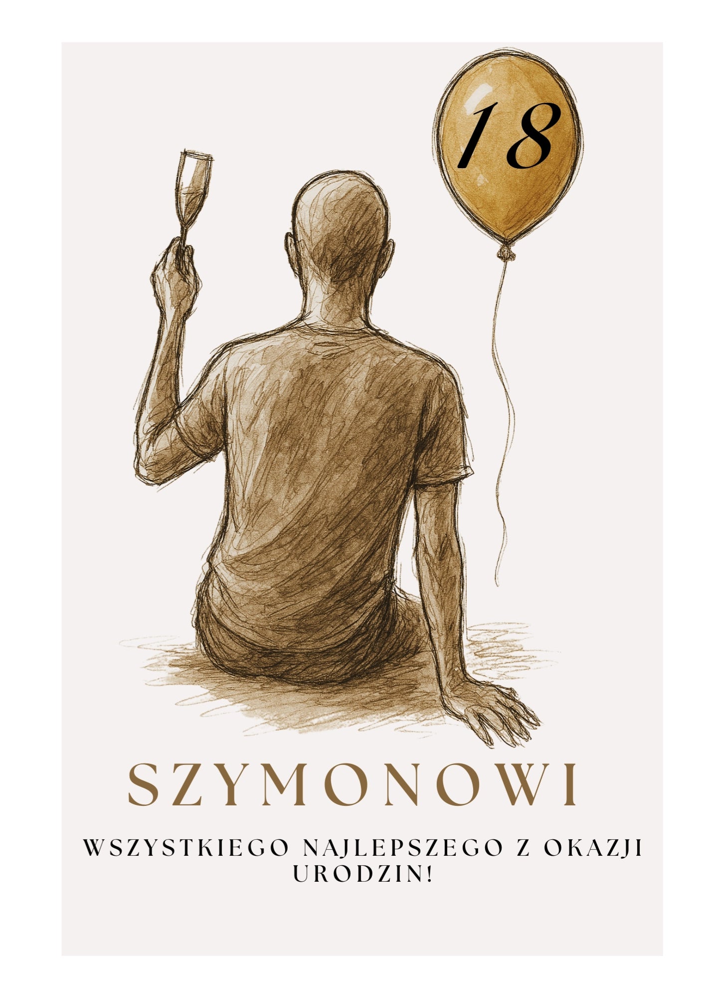 Personalizowany Plakat Urodzinowy z Mężczyzną i Balonem – Wyjątkowy Prezent na Każdy Wiek