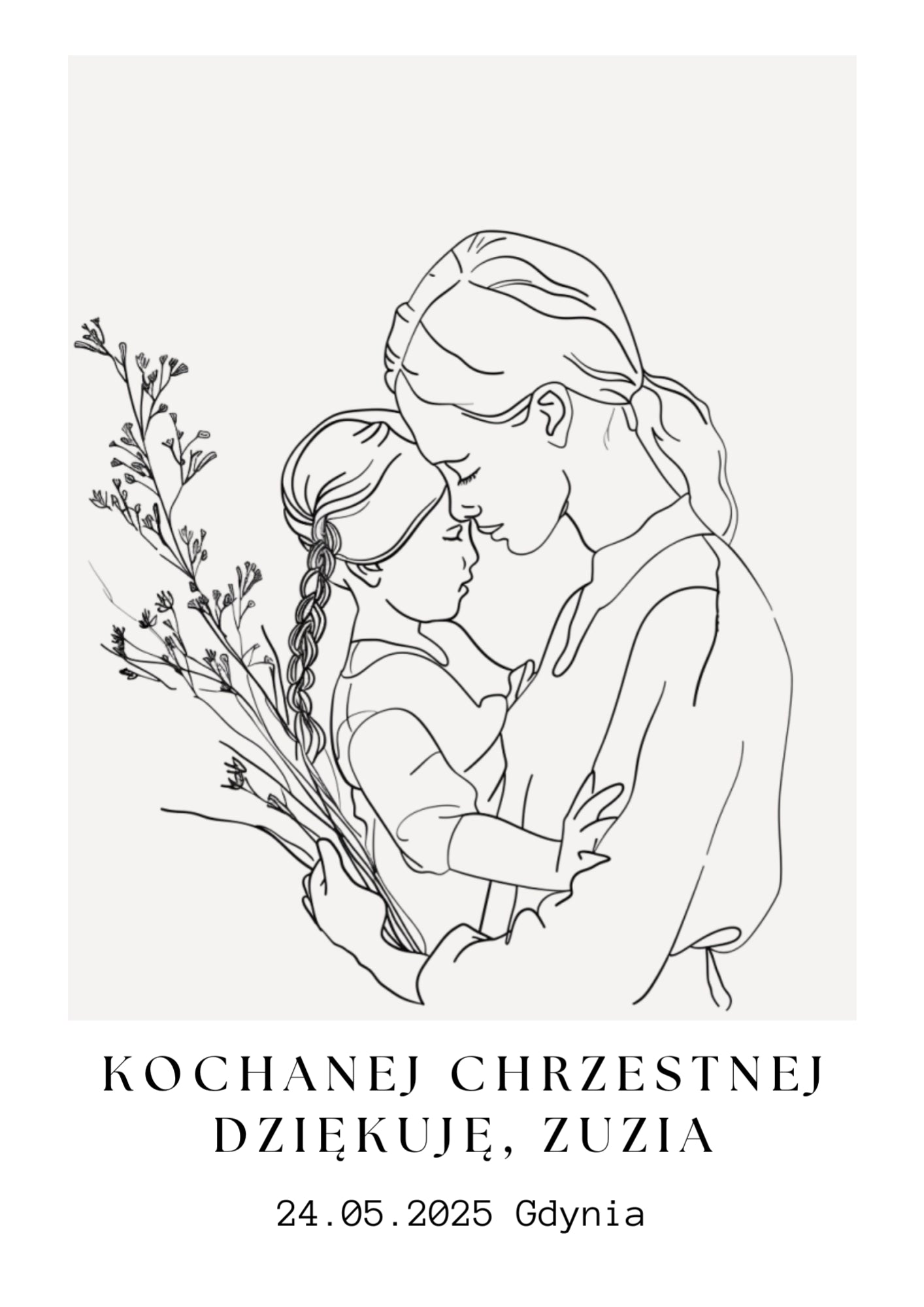 Personalizowany Plakat z Podziękowaniem dla Matki Chrzestnej od Dziewczynki