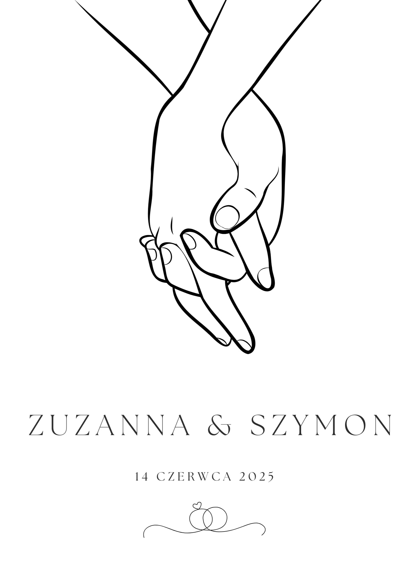 Personalizowany Plakat z Motywem Trzymających się Dłoni – Pamiątka Ślubu, Rocznicy lub Zaręczyn