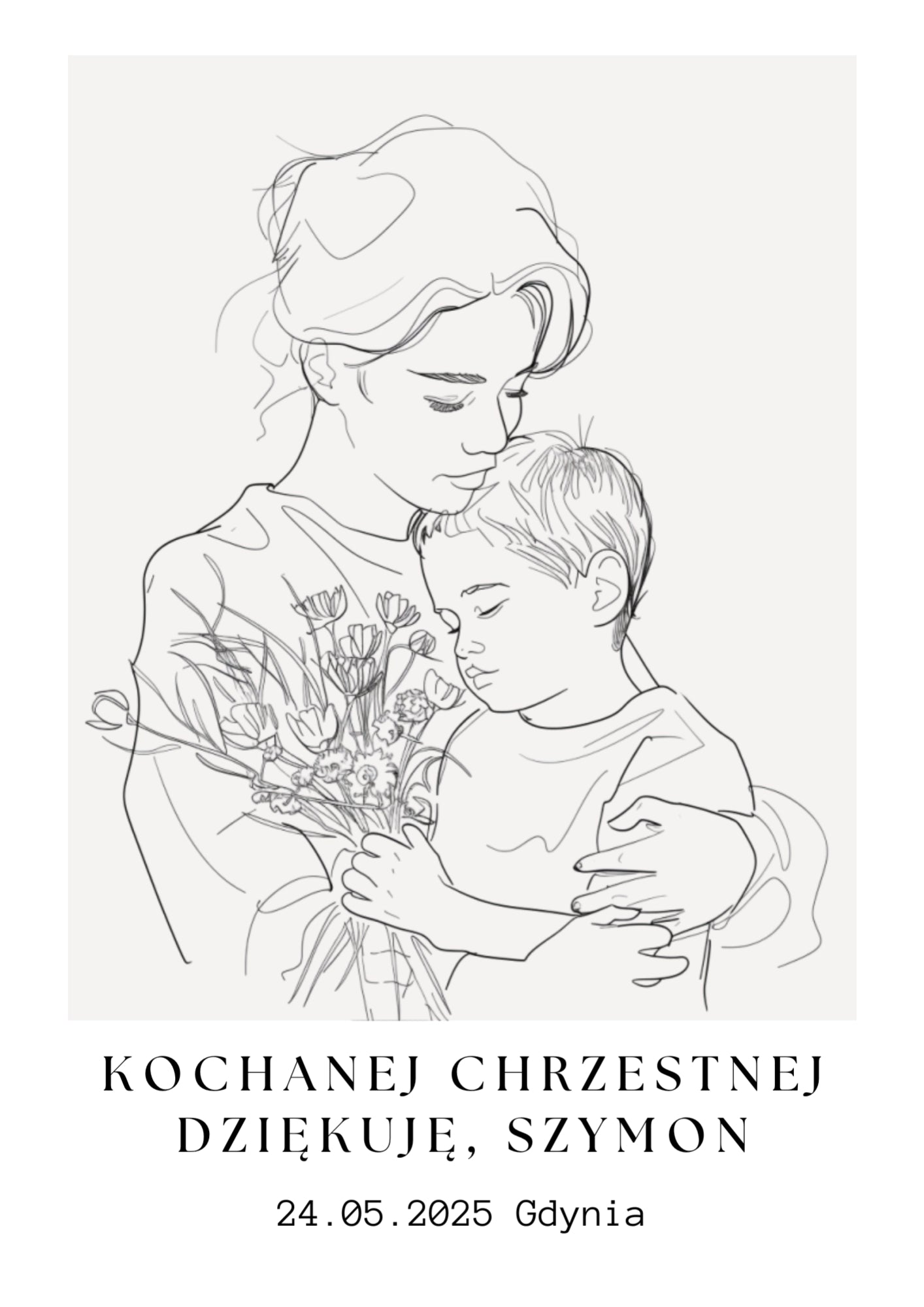 Personalizowany Plakat z Podziękowaniem dla Matki Chrzestnej od Chłopca