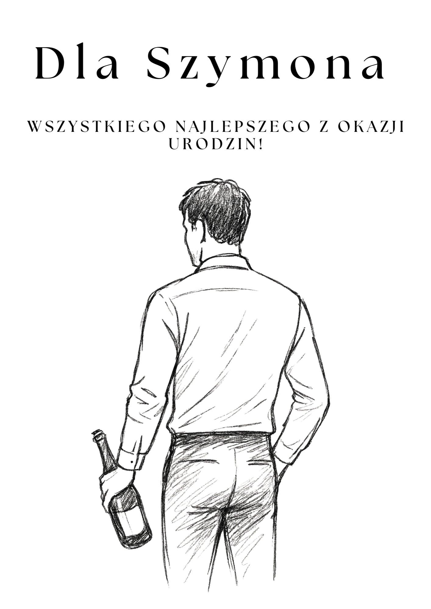 Personalizowany Plakat Urodzinowy z Sylwetką Mężczyzny i Butelką – Stylowy Prezent z Charakterem