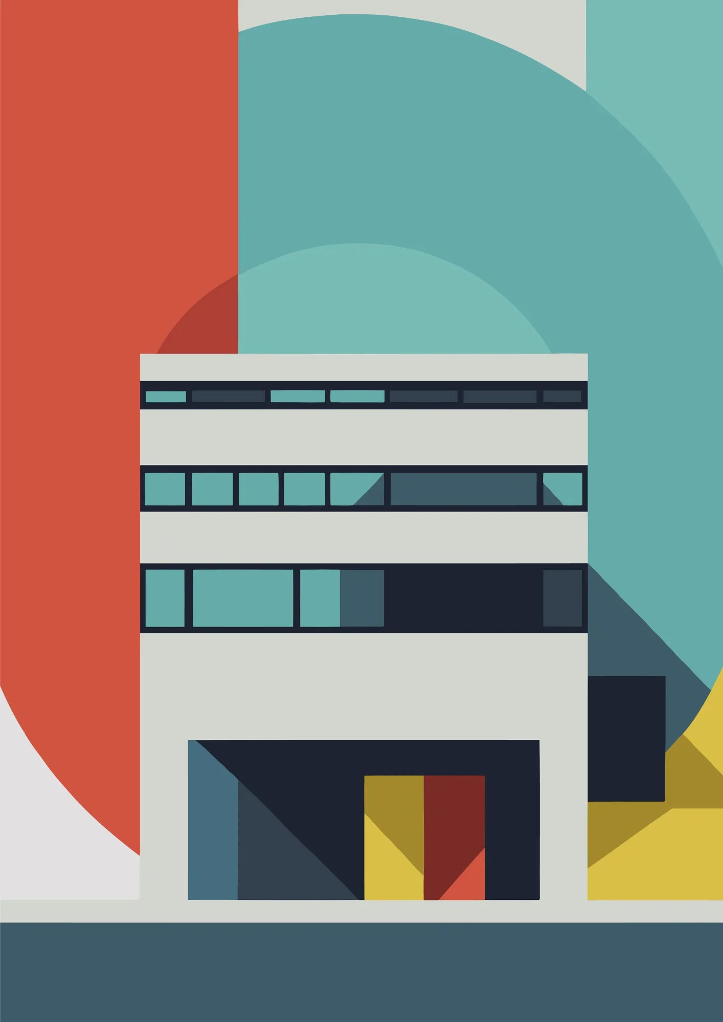 Geometryczny Bauhausowy Budynek Plakat