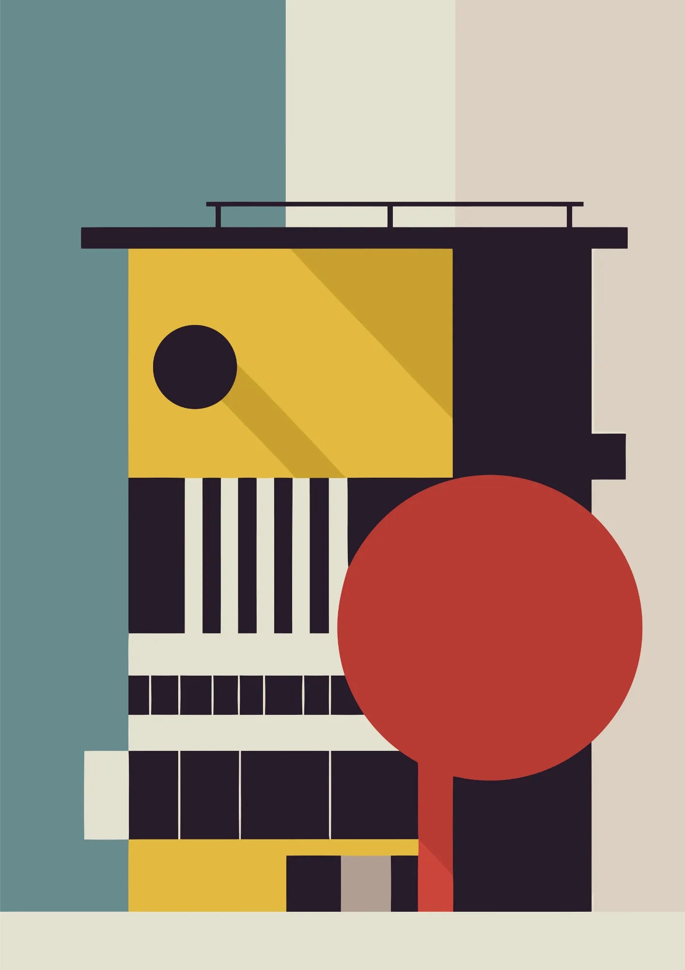 Bauhausowy Minimalizm z Geometrycznym Drzewem Plakat