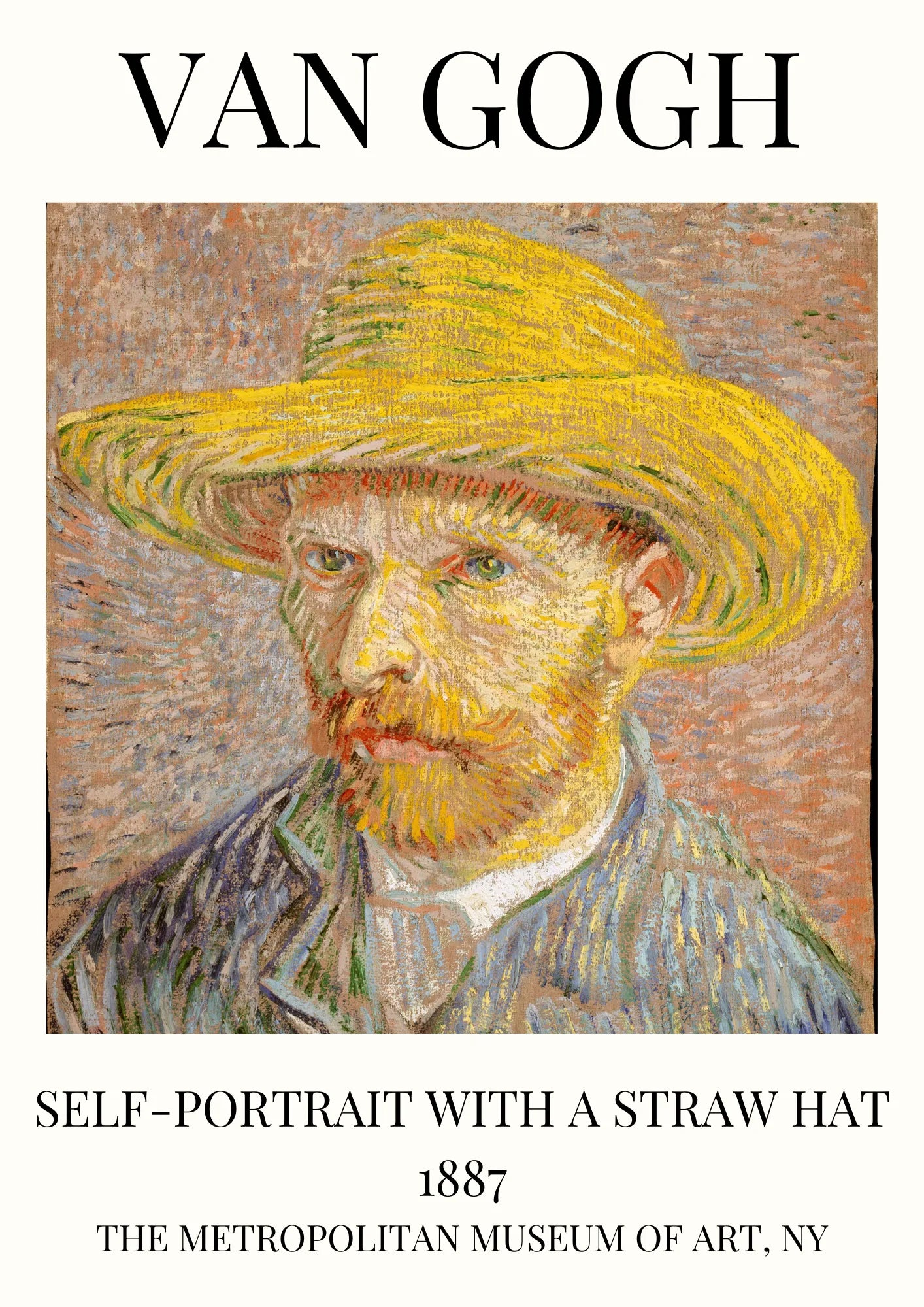 Van Gogh Autoportret w Słomkowym Kapeluszu 1887 Plakat