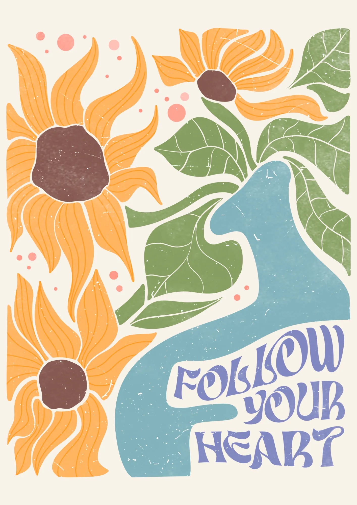 Podążaj za Sercem Słoneczniki Plakat
