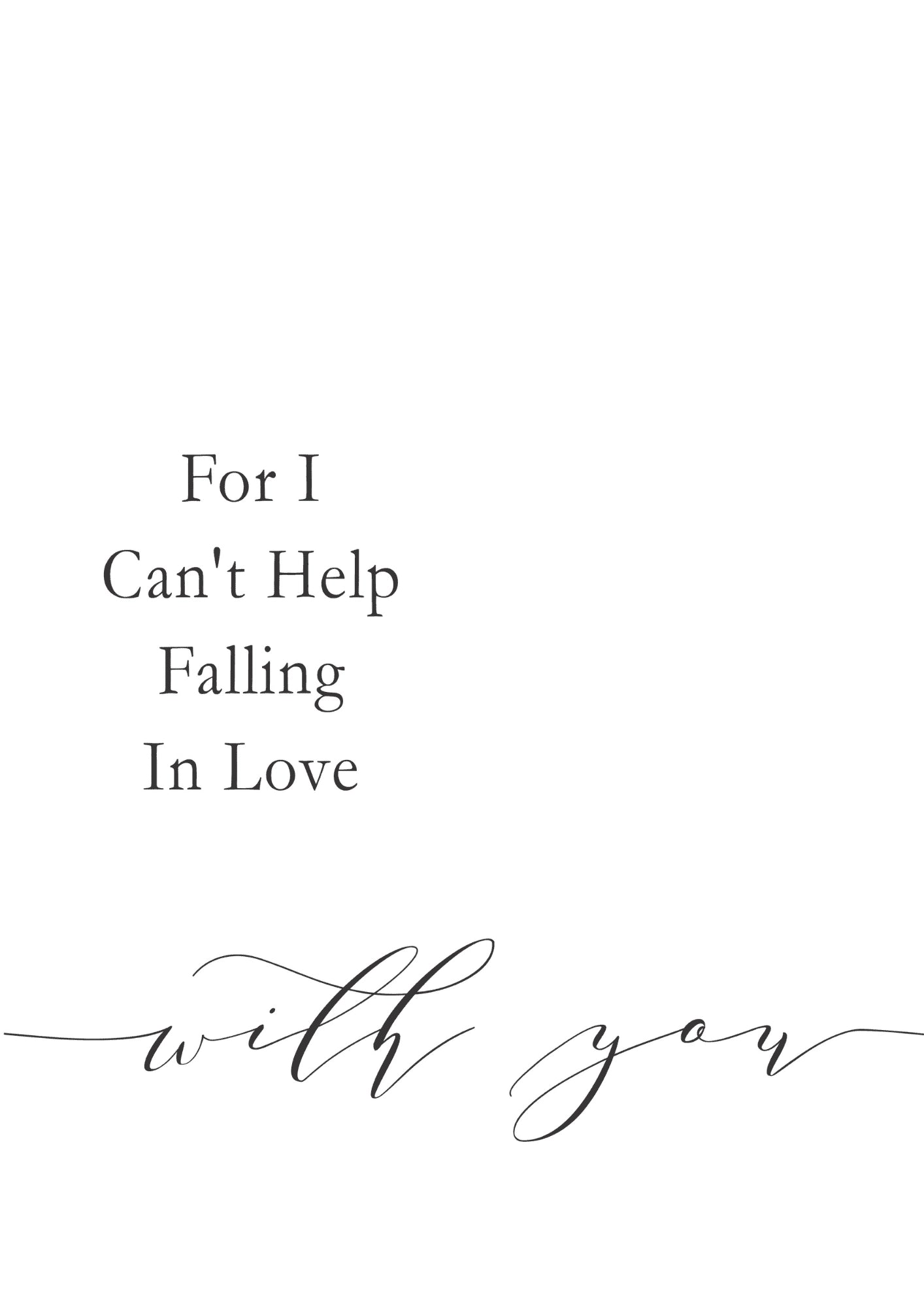 Can't Help Falling In Love Plakat