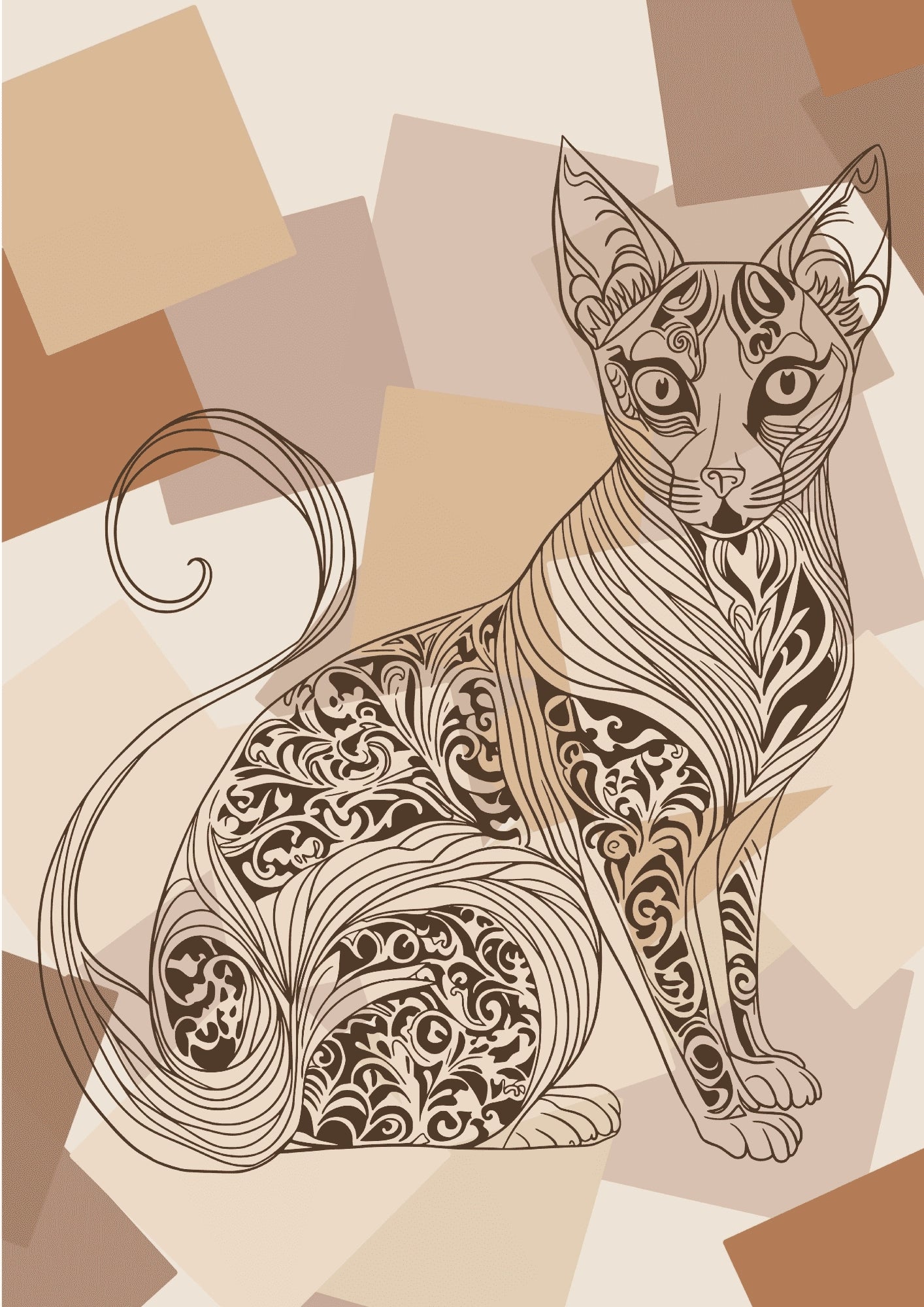 Koci Geometryczny Wzór Plakat