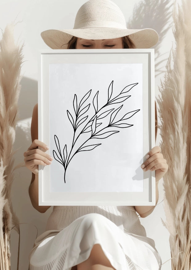 Botaniczny szkic gałązki minimalistyczny plakat
