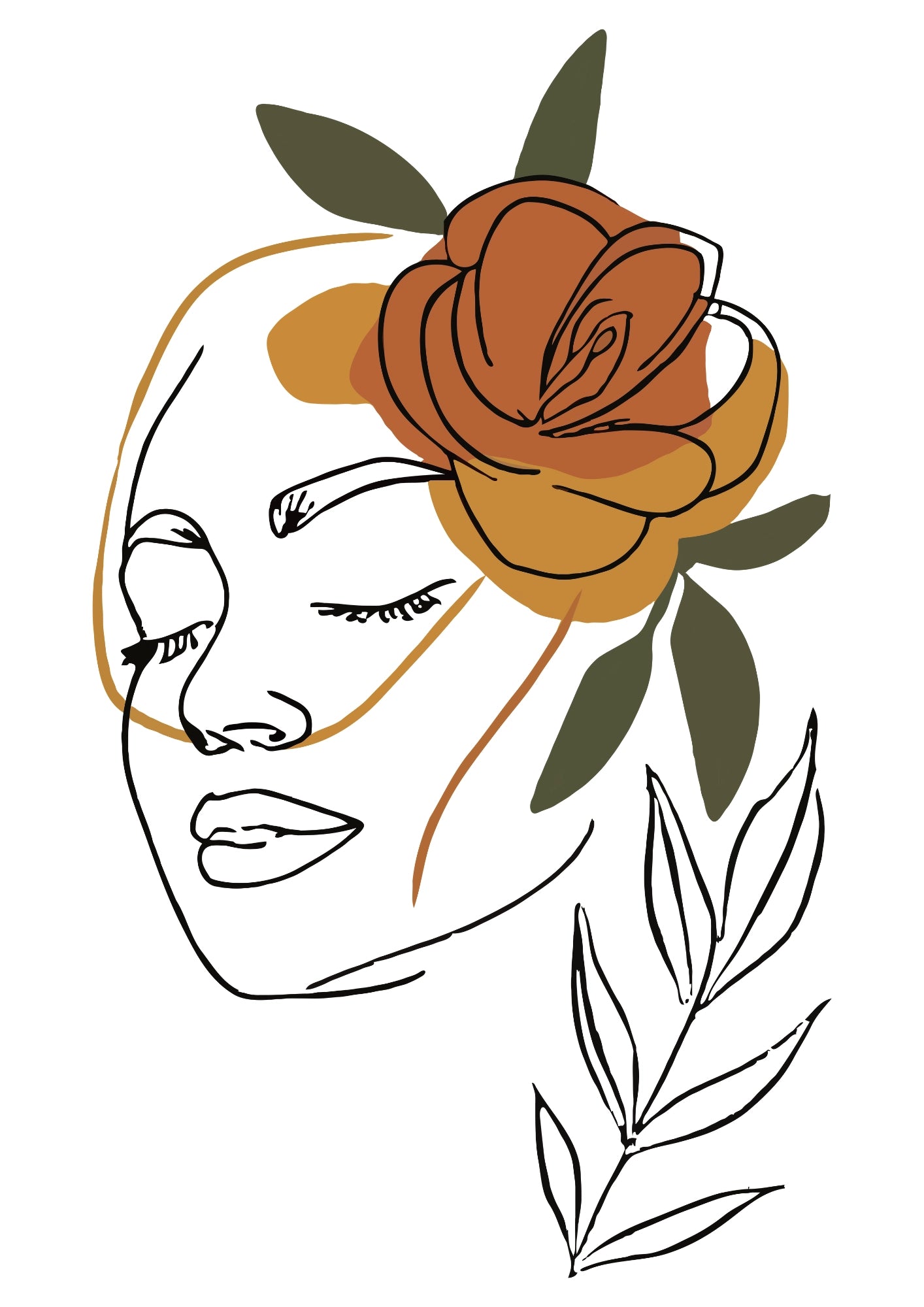 Kobieta z Kwiatem Elegancja Minimalistyczna Plakat