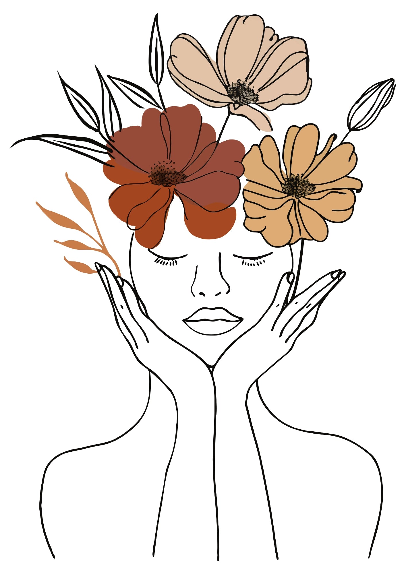 Zamyślona Kobieta z Kwiatową Koroną Plakat