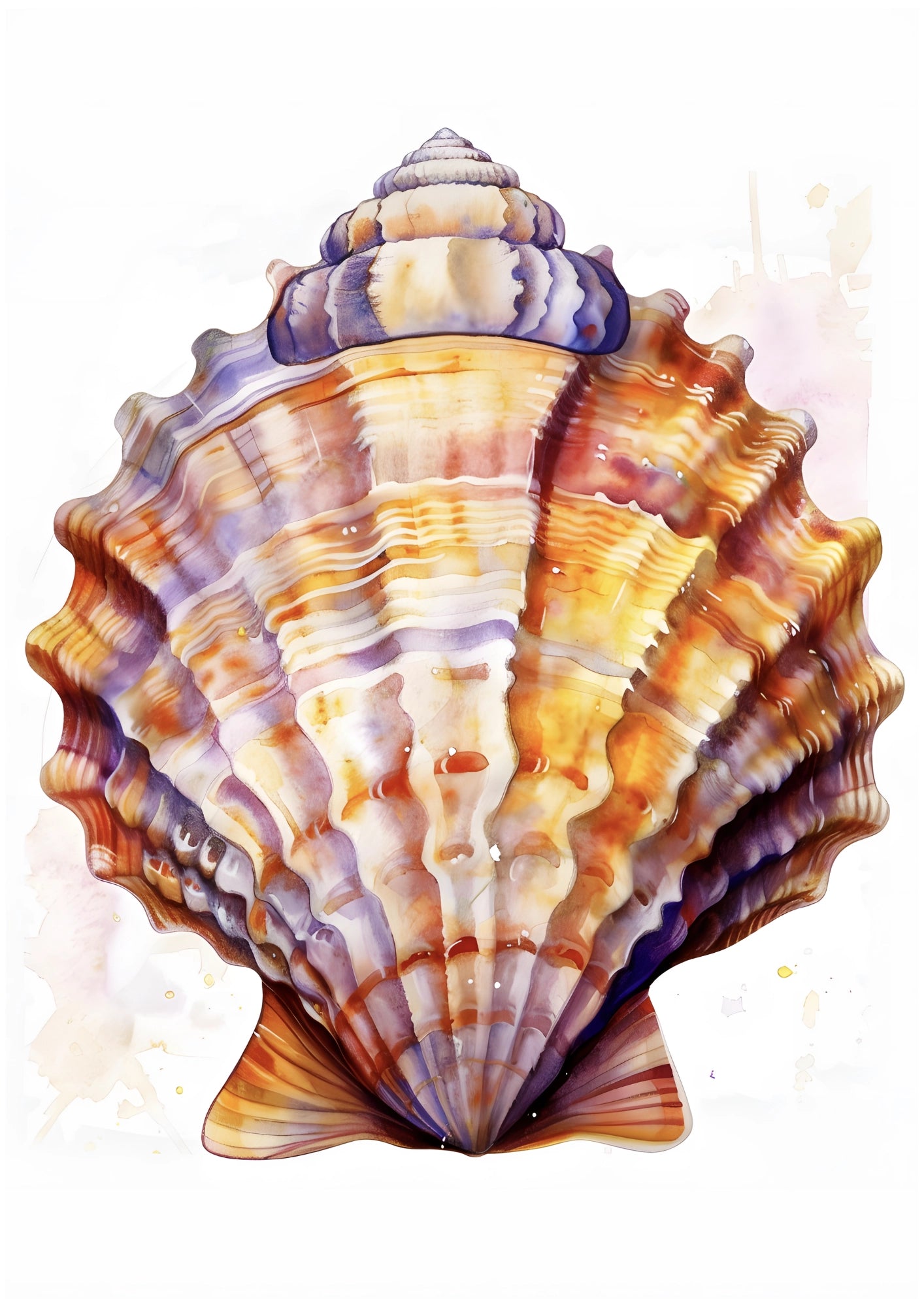 Muszla Akwarelowa w Kolorach Lata Plakat