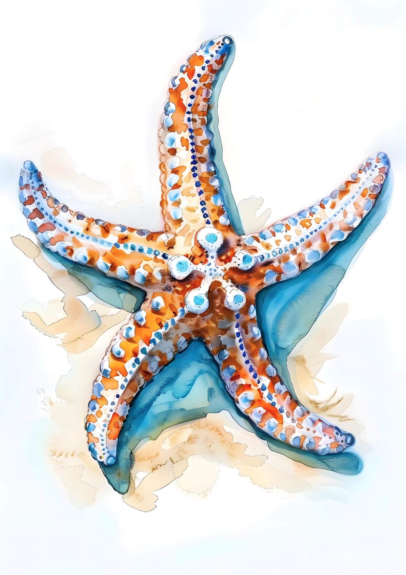 Akwarelowa Rozgwiazda Morska Plakat