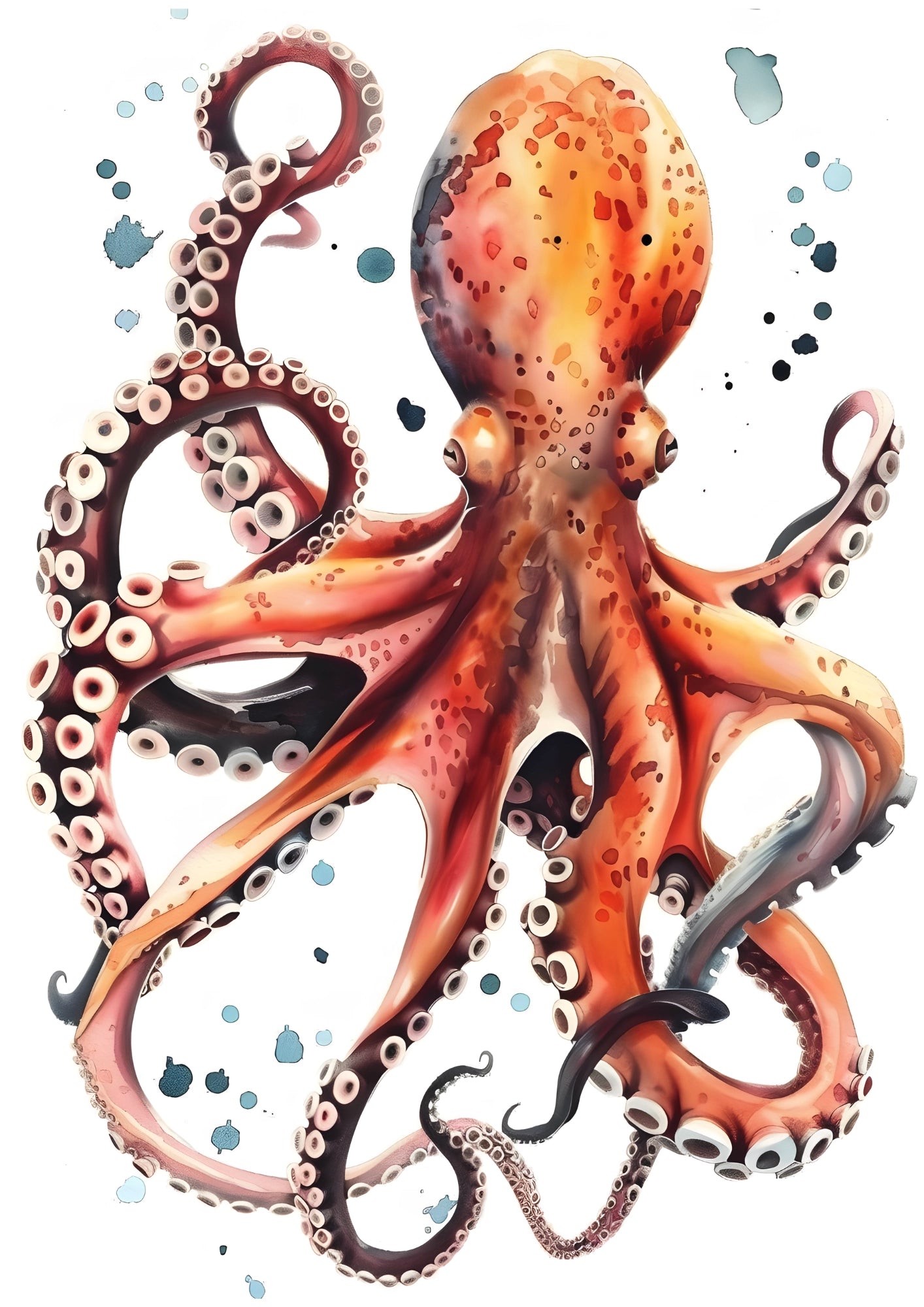 Akwarelowa Ośmiornica Morska Plakat