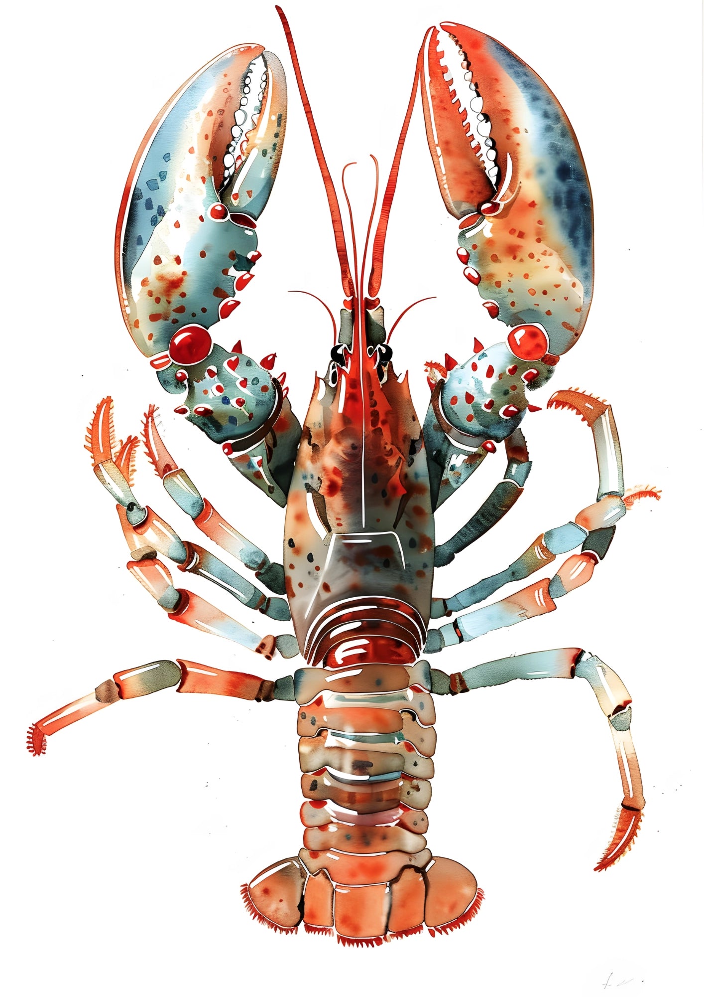 Kolorowy Homar Akwarela Plakat