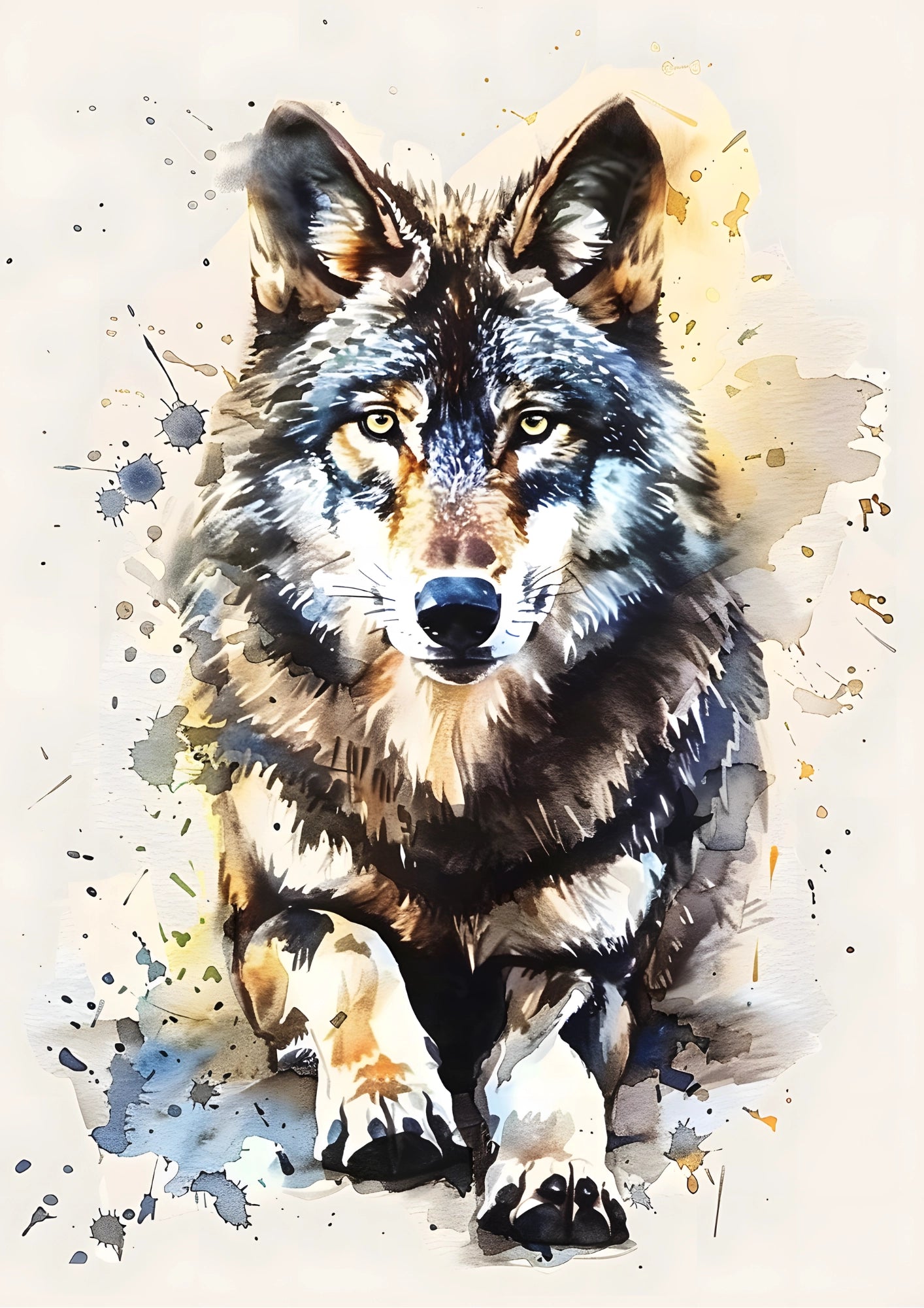 Wilk Akwarelowy Władca Lasu Plakat