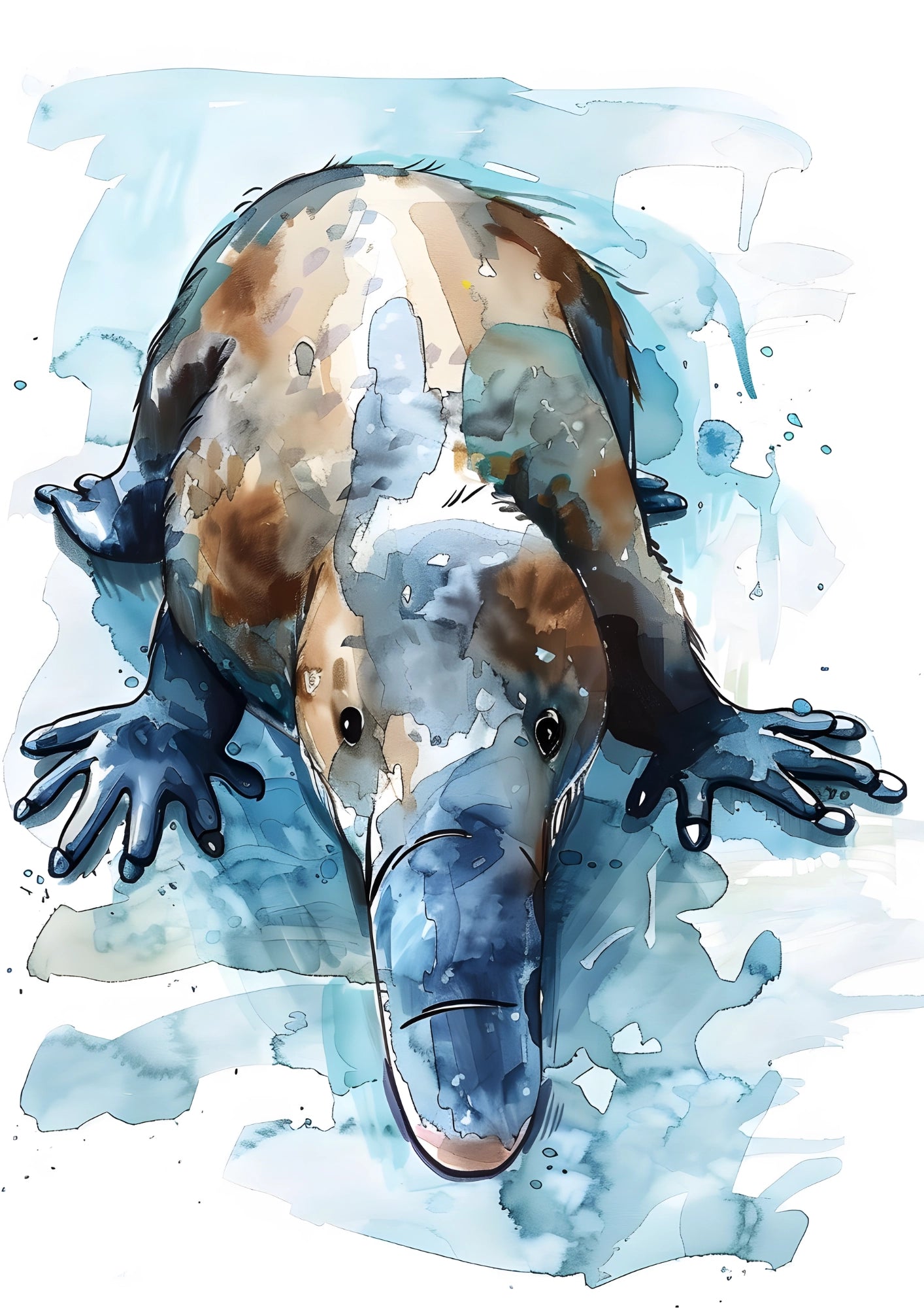 Zabawny Dziobak w Akwareli Plakat