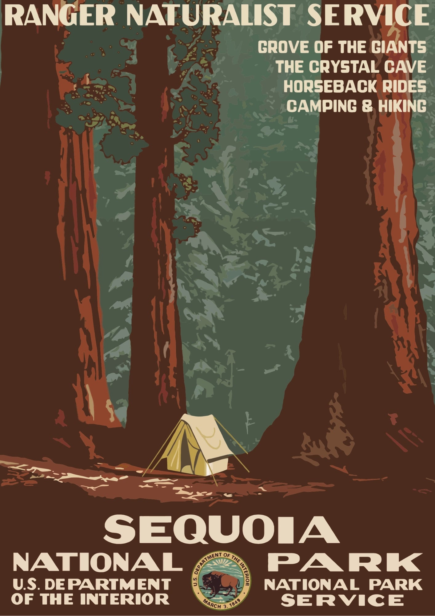 Sequoia National Park Gigantyczne Sekwoje Plakat