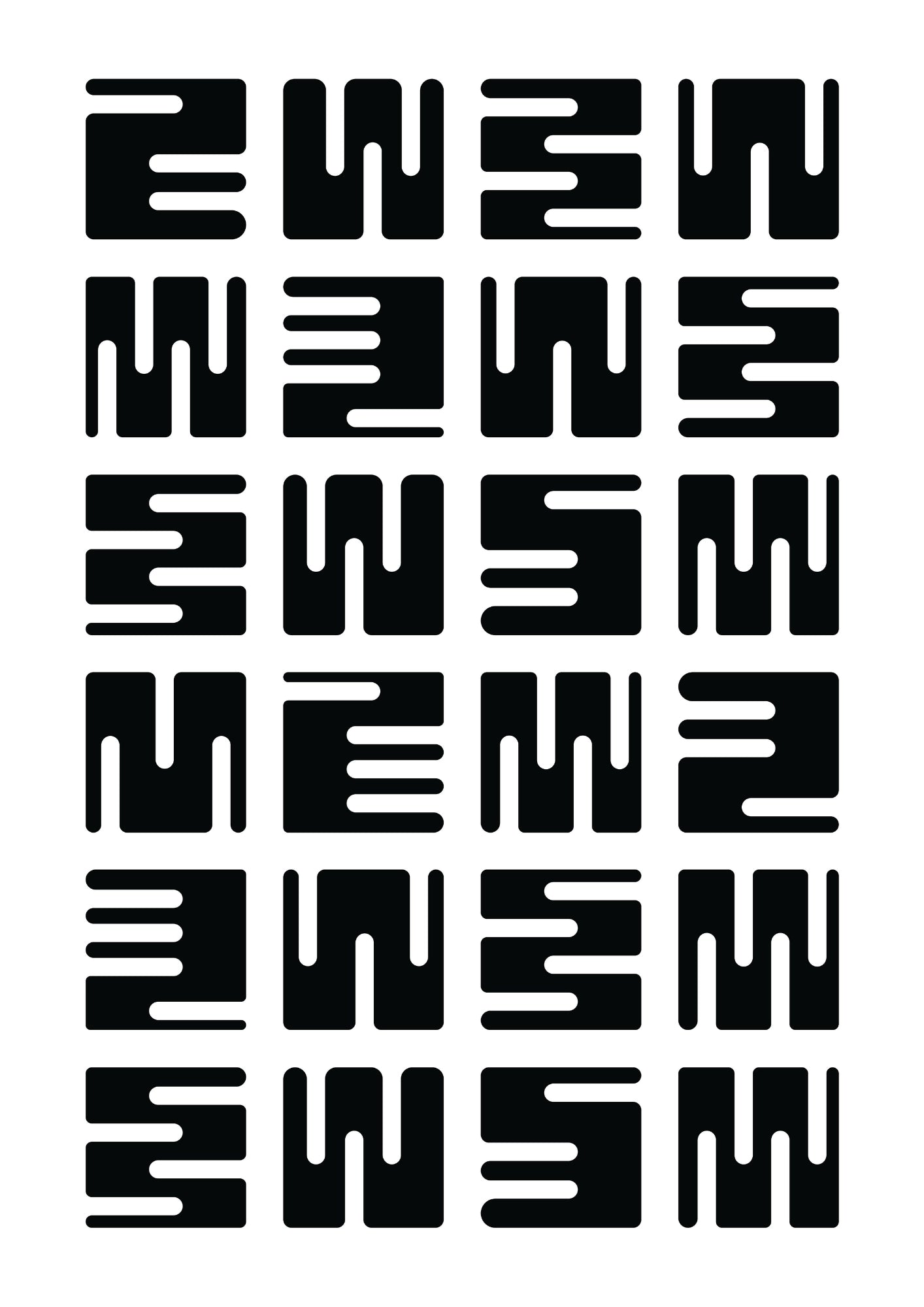 Geometryczny Minimalizm z Czarnymi Symbolami Plakat