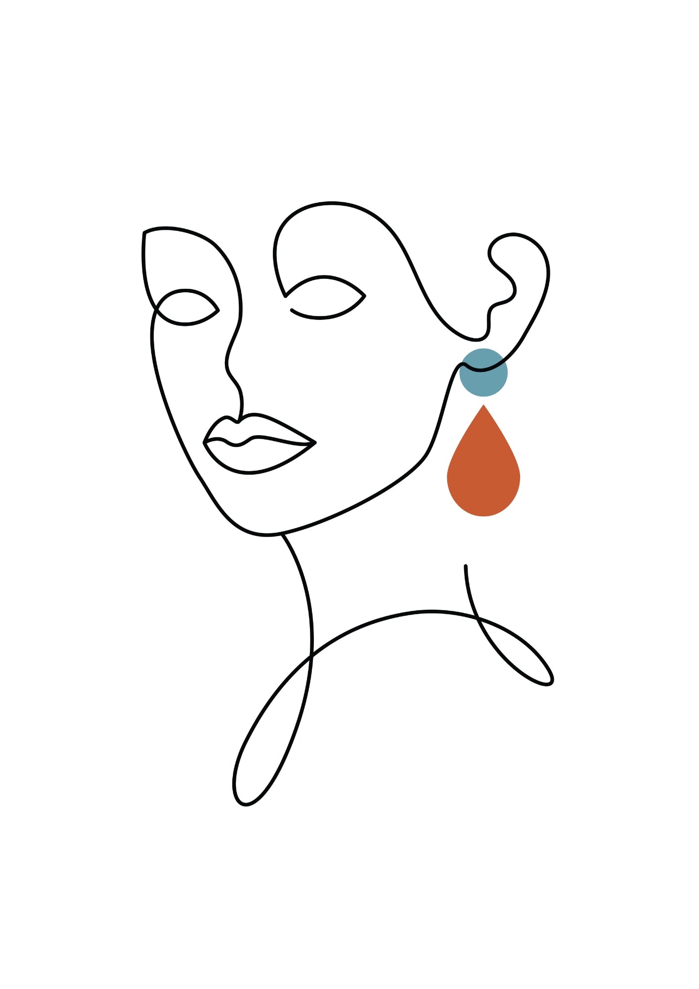 Minimalistyczna Kobieta z Kolorowym Kolczykiem Plakat