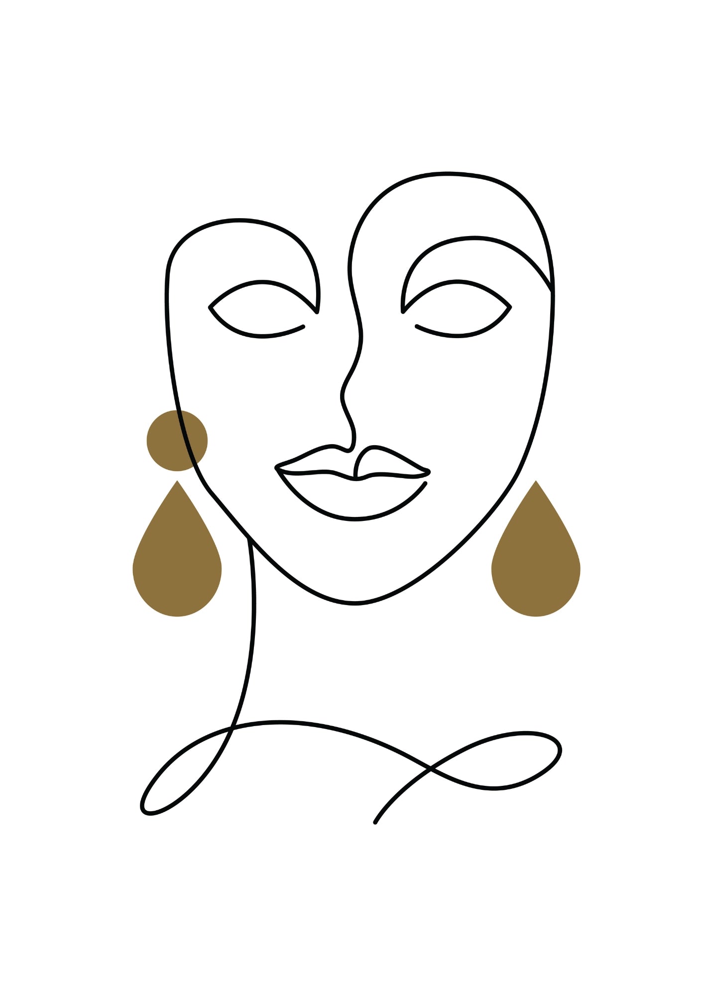 Liniowy Minimalizm z Akcentem Złotych Kolczyków Plakat