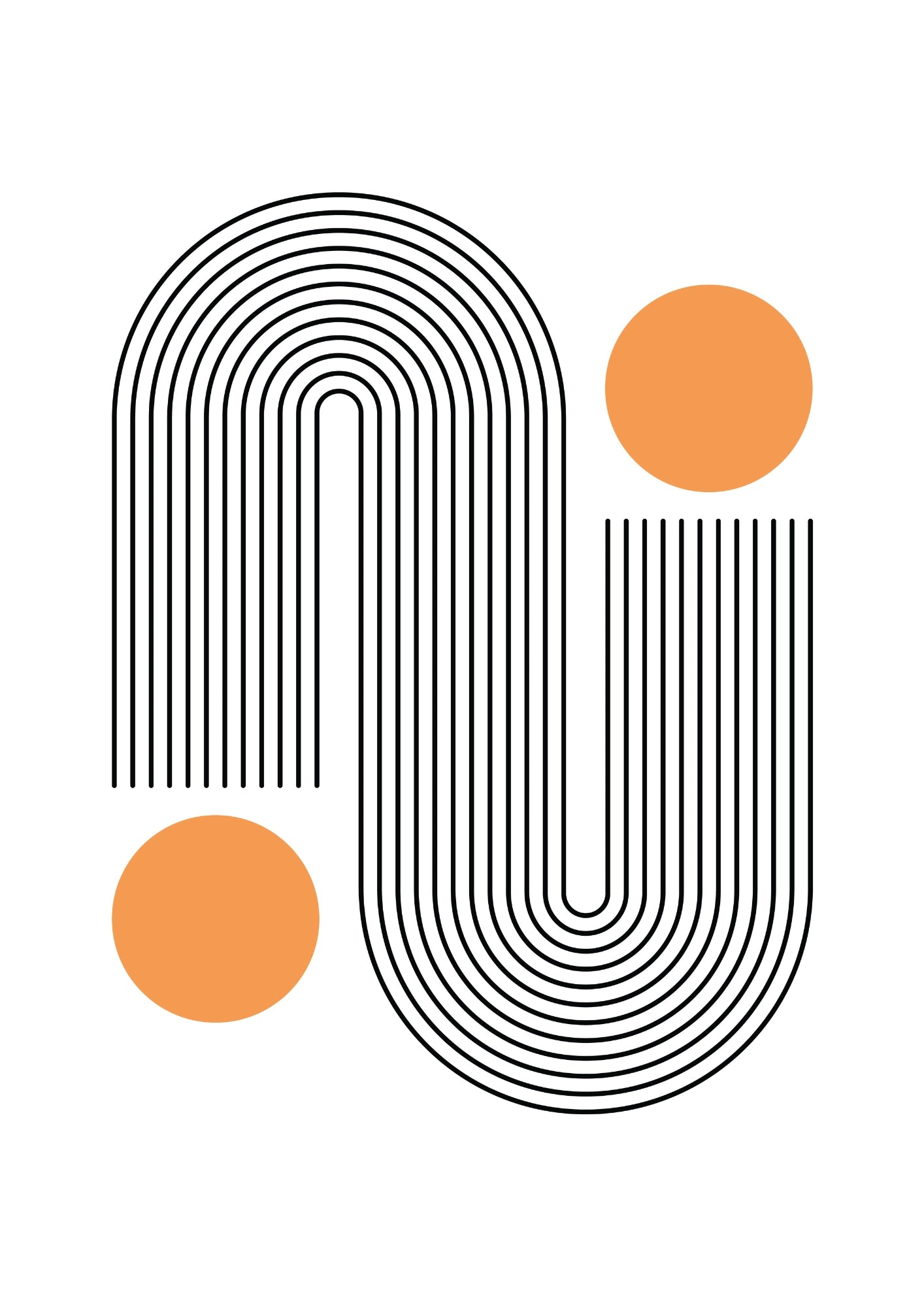 Symetria Linii z Pomarańczowymi Okręgami Plakat