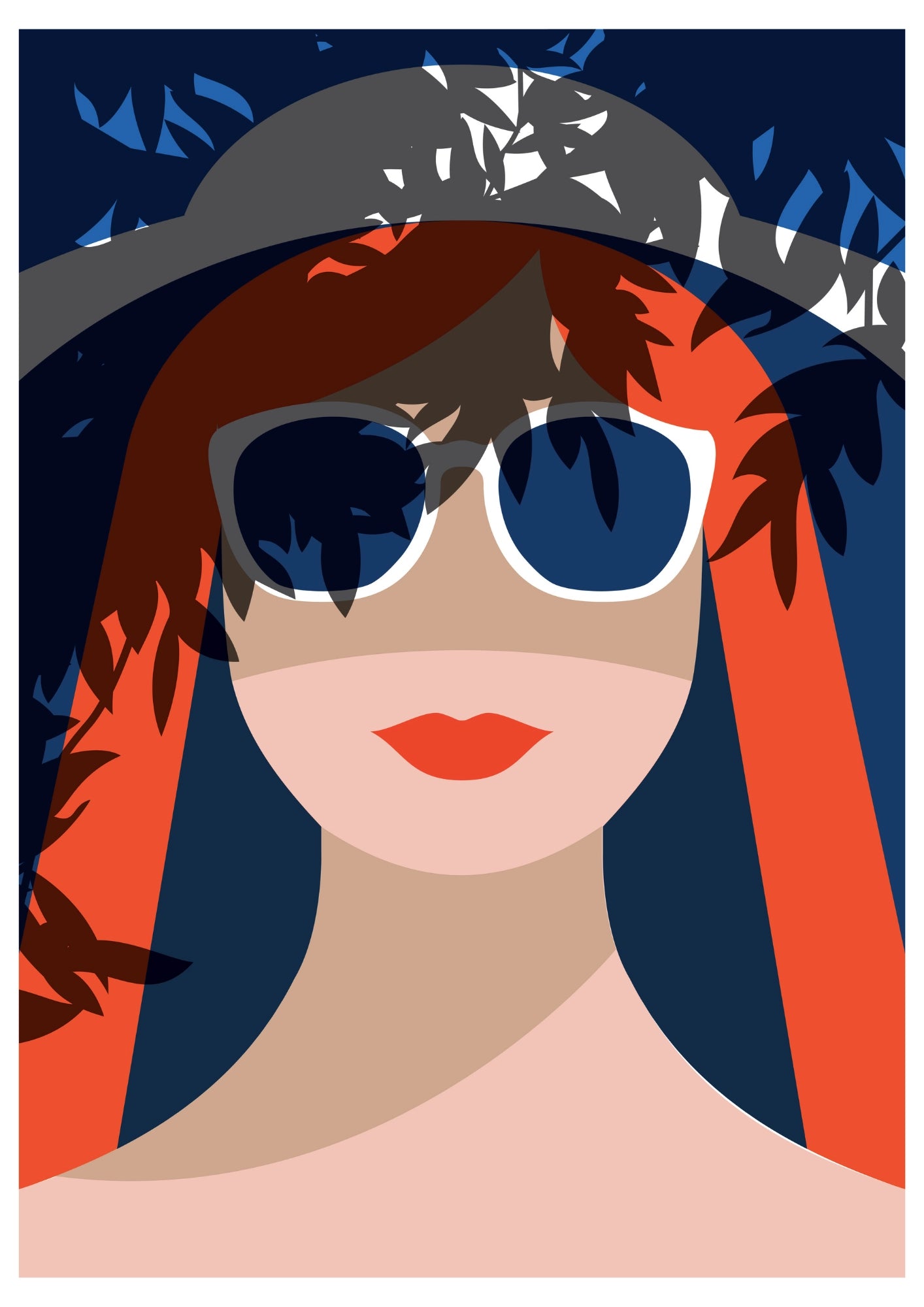 Kobieta w Okularach i Kapeluszu Plakat