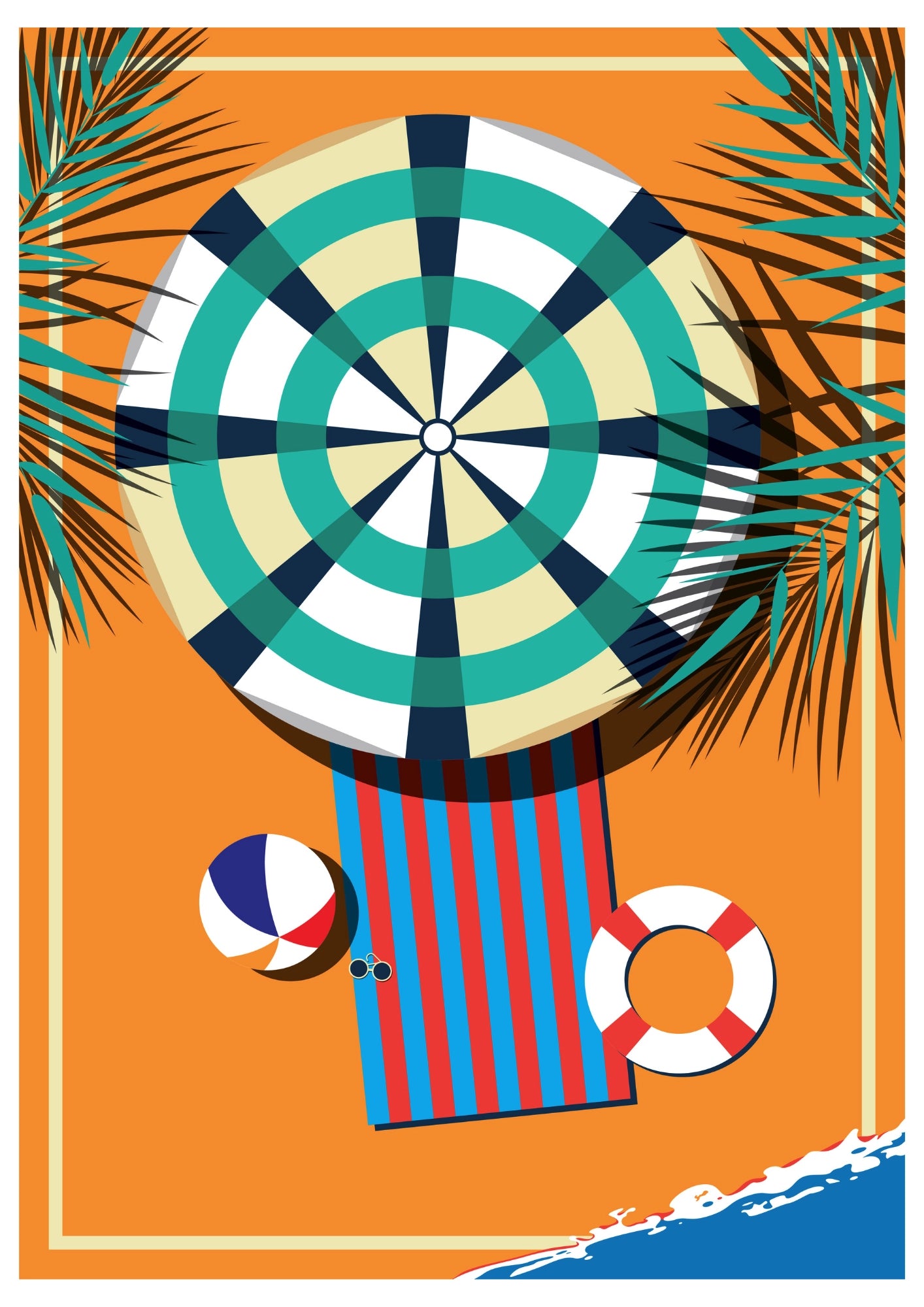 Plażowy Parasol i Kolorowe Akcesoria Plakat