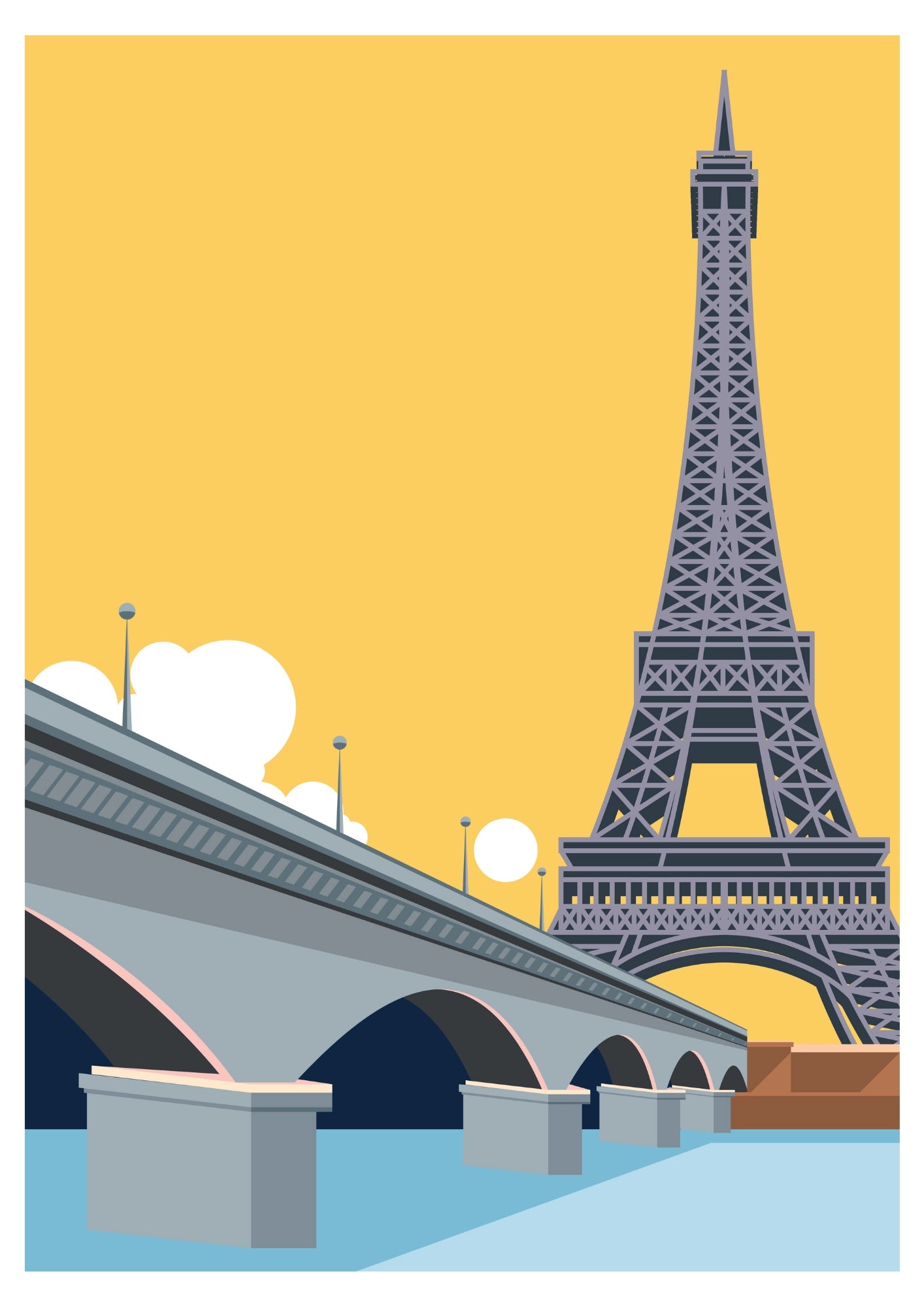 Wieża Eiffla z Mostem na Sekwanie Plakat