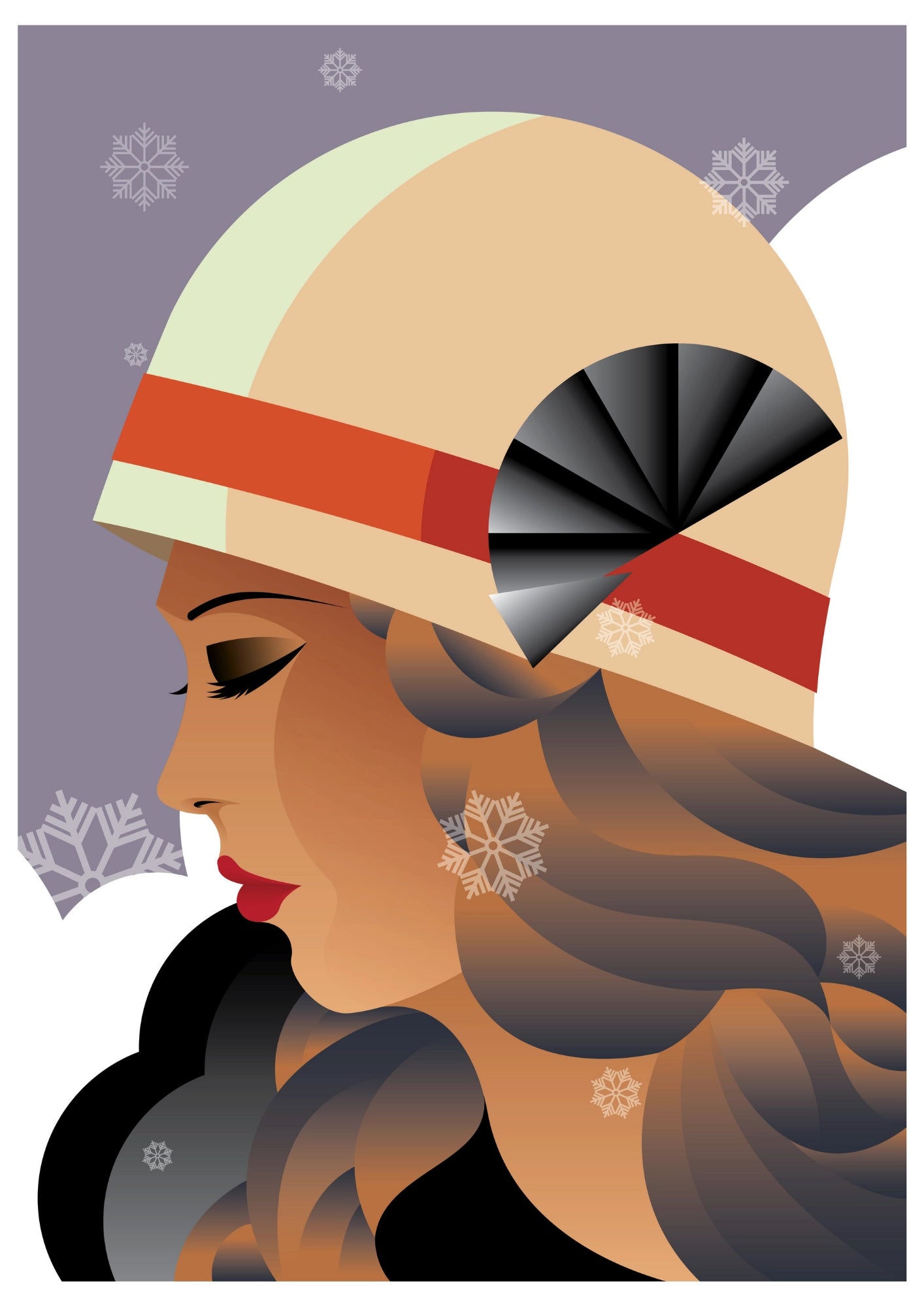 Zimowa Elegancja - Kobieta Art Deco - Plakat
