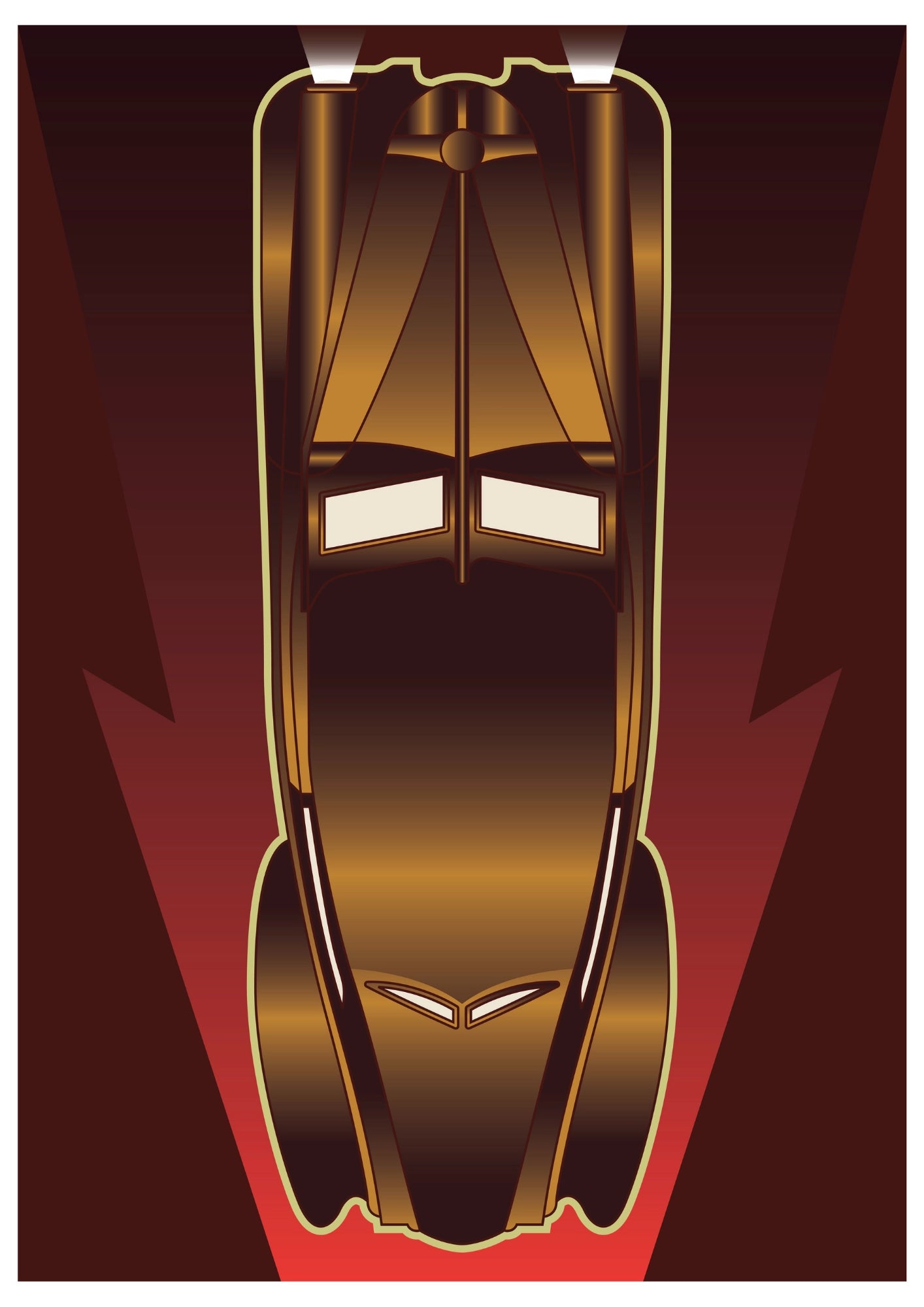 Złota Limuzyna w Stylu Art Deco - Plakat Samochodowy