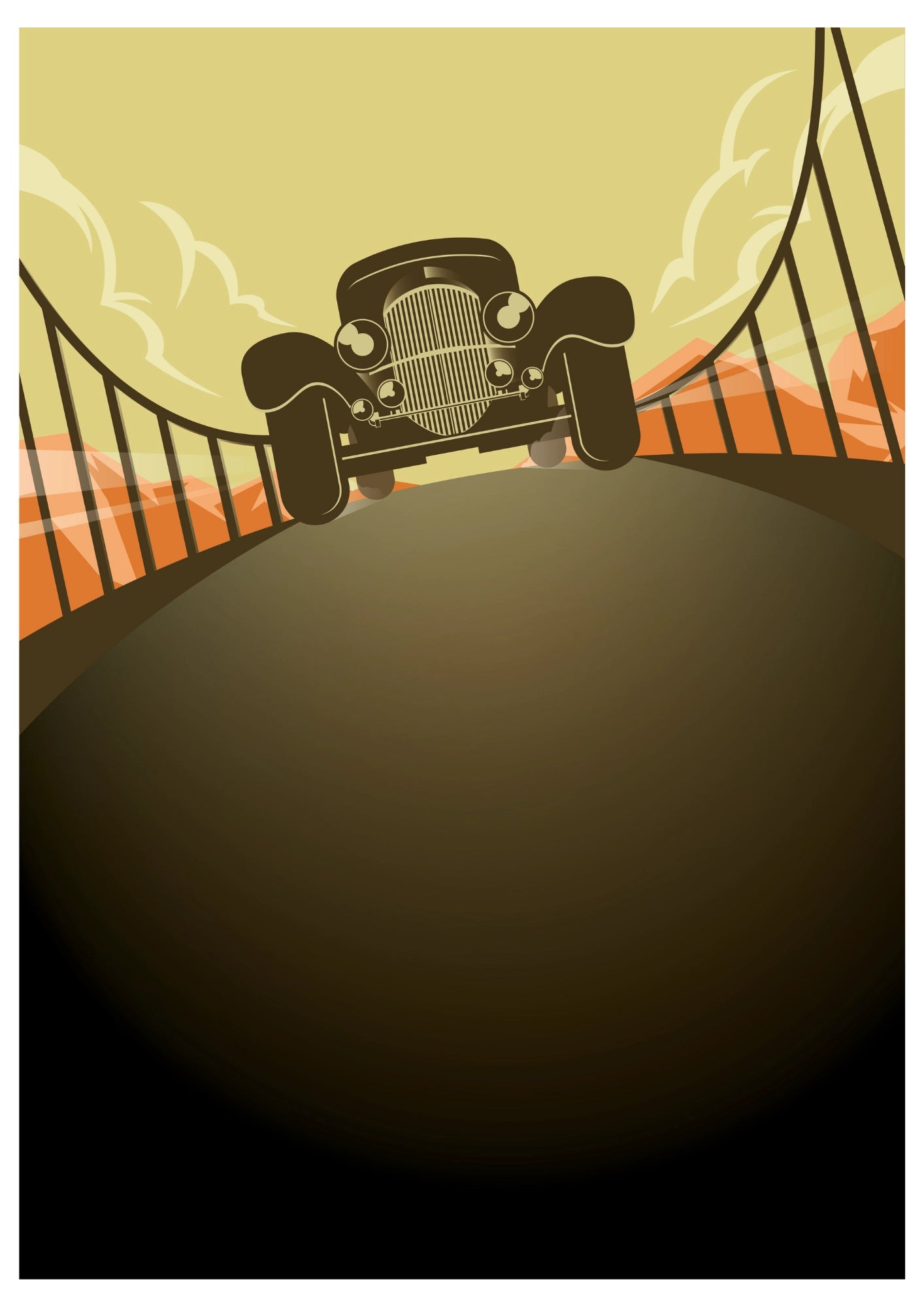 Klasyczny Samochód na Moście – Plakat