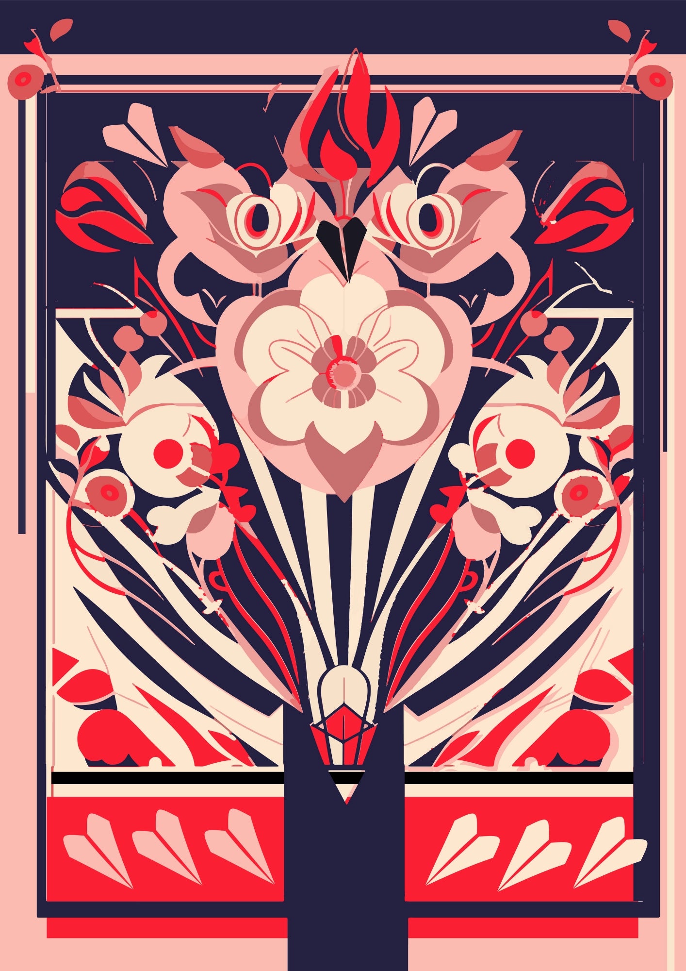 Nowoczesne Kwiaty w Geometrycznej Ramie – Plakat