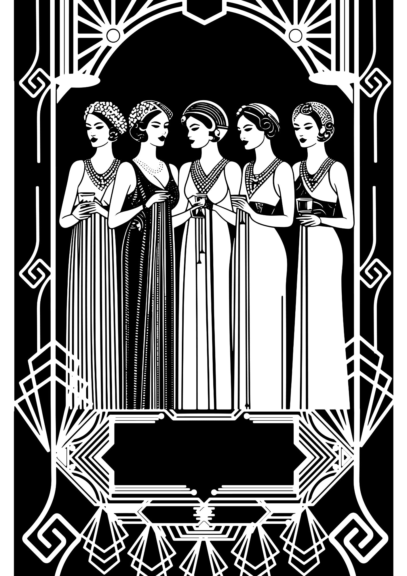 Damy w Stylu Art Deco w Czerni i Bieli Plakat