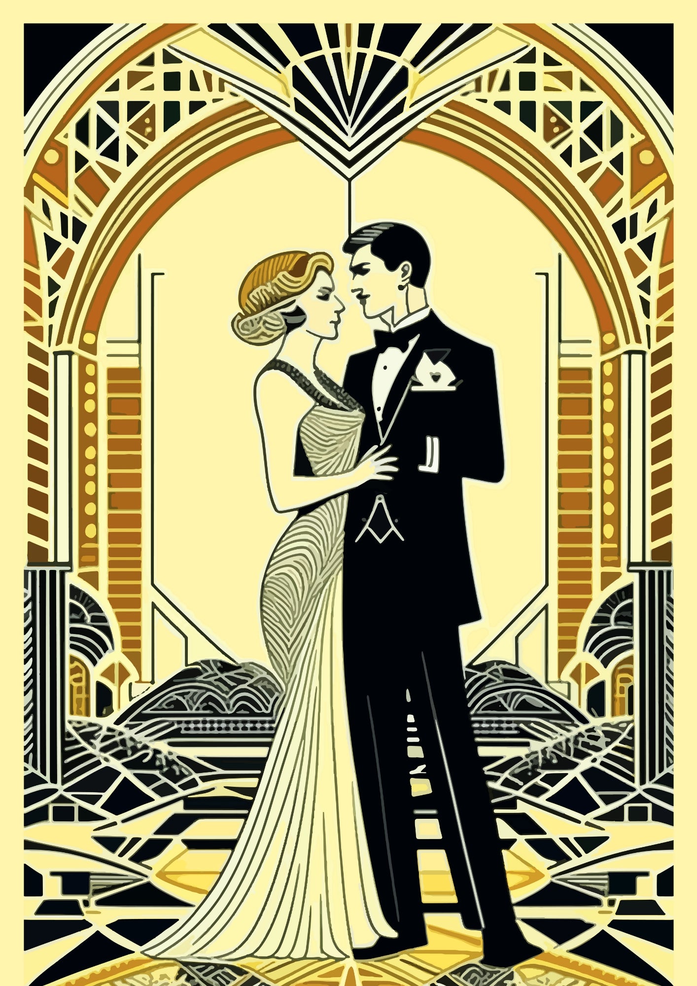 Elegancka Para w Stylu Art Deco Plakat
