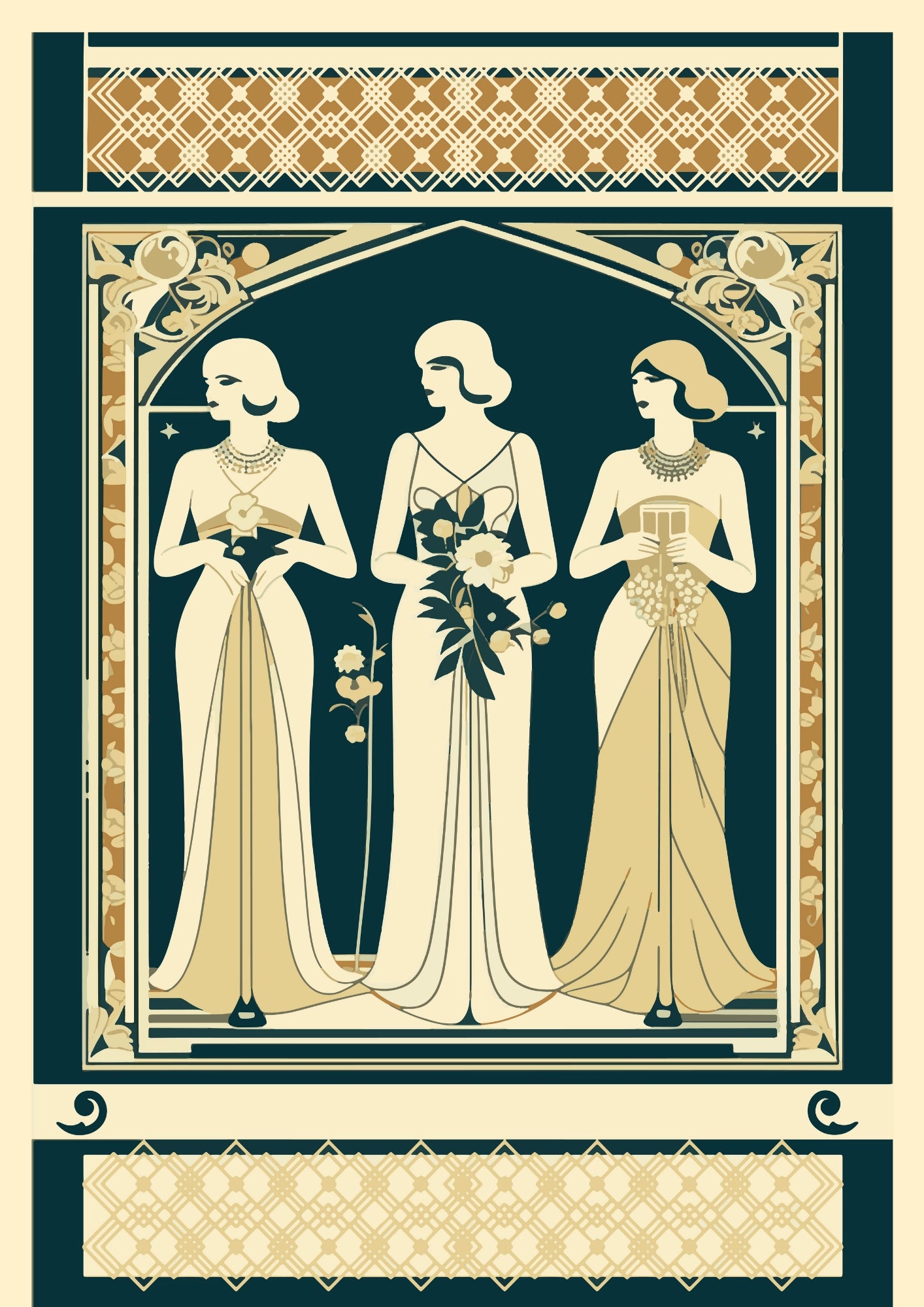 Trzy Damy w Stylu Art Deco Plakat