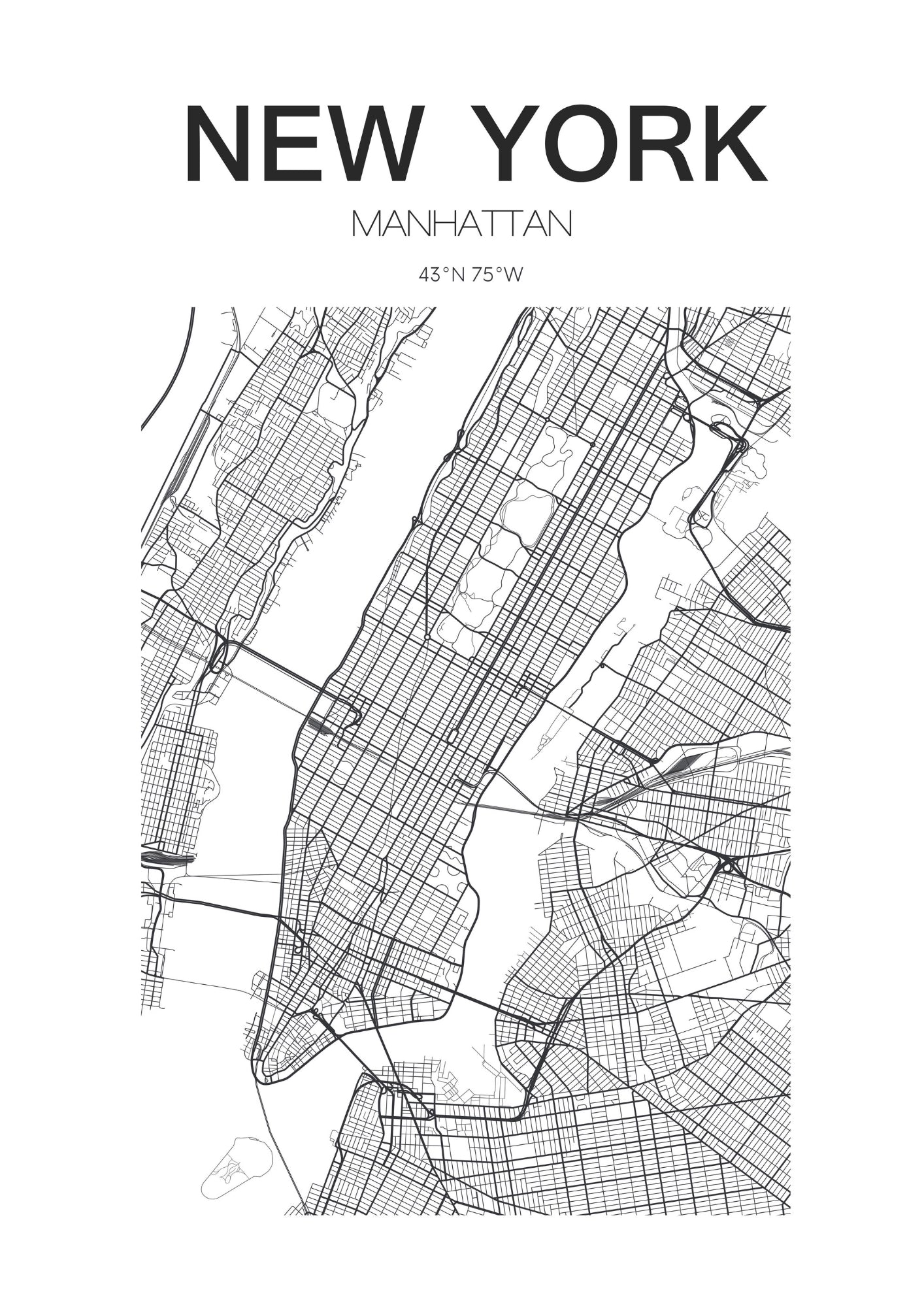 Nowojorska Mapa Manhattan Plakat