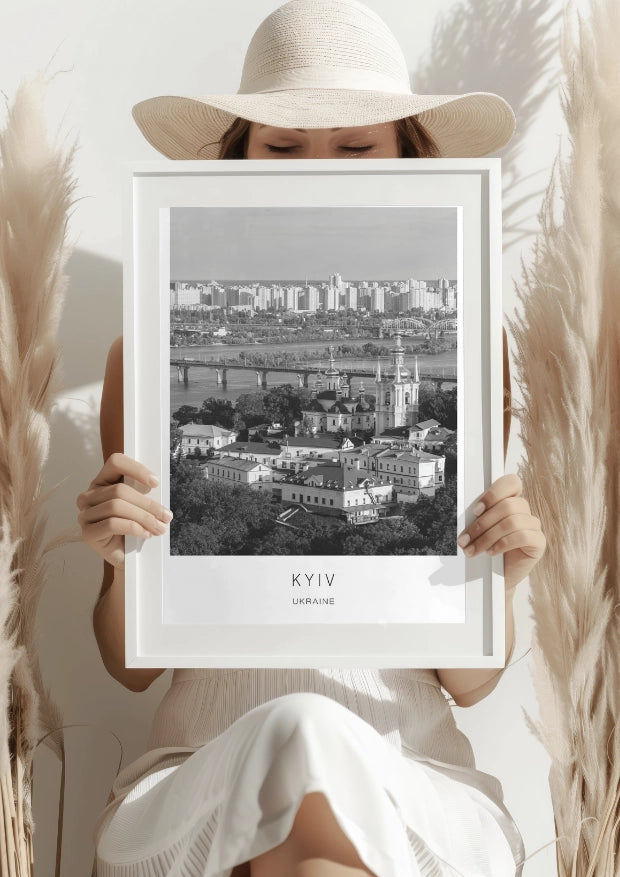 Czarno-Biała Panorama Kijowa Plakat