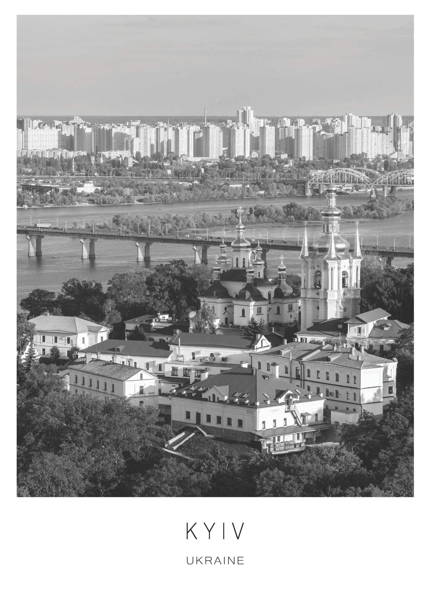 Czarno-Biała Panorama Kijowa Plakat