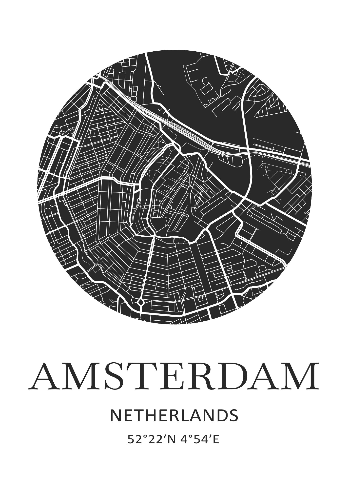 Mapa Miasta Amsterdam Elegancki Plakat