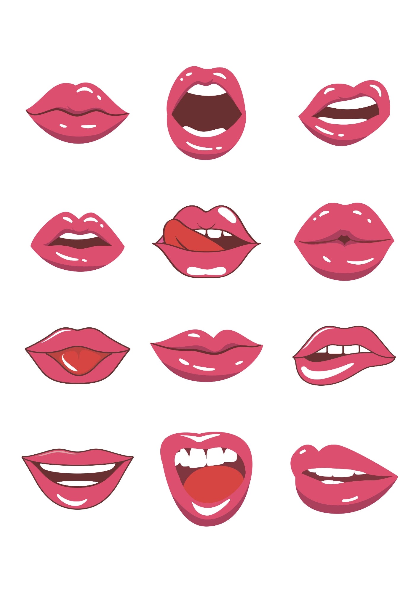 Usta w Różnych Pozach Plakat