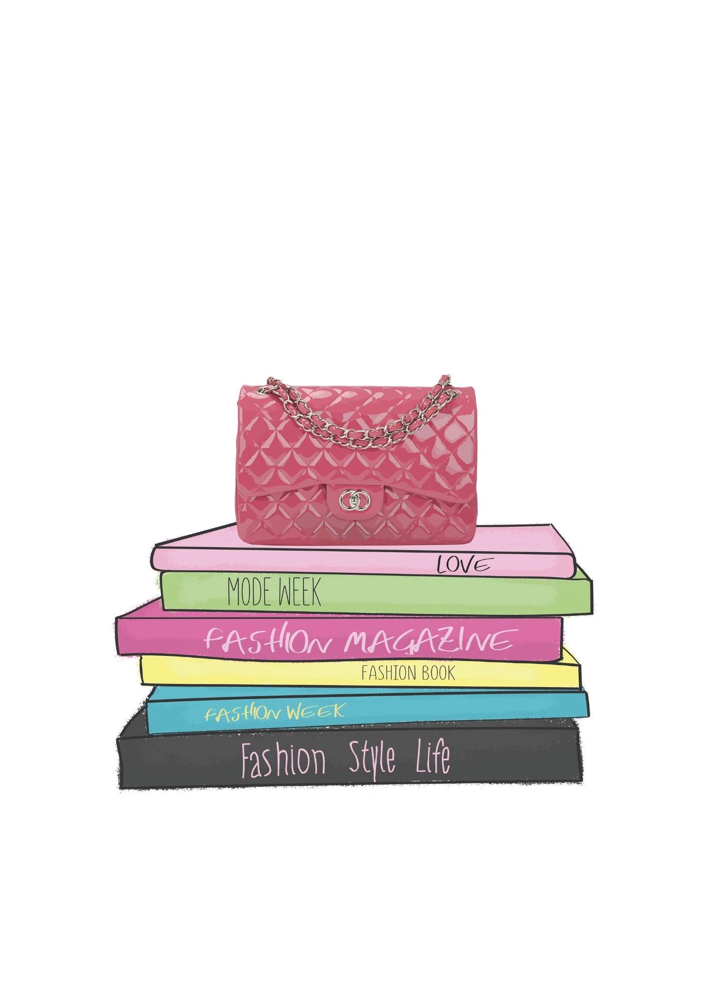 Modowy Stos Książek Plakat