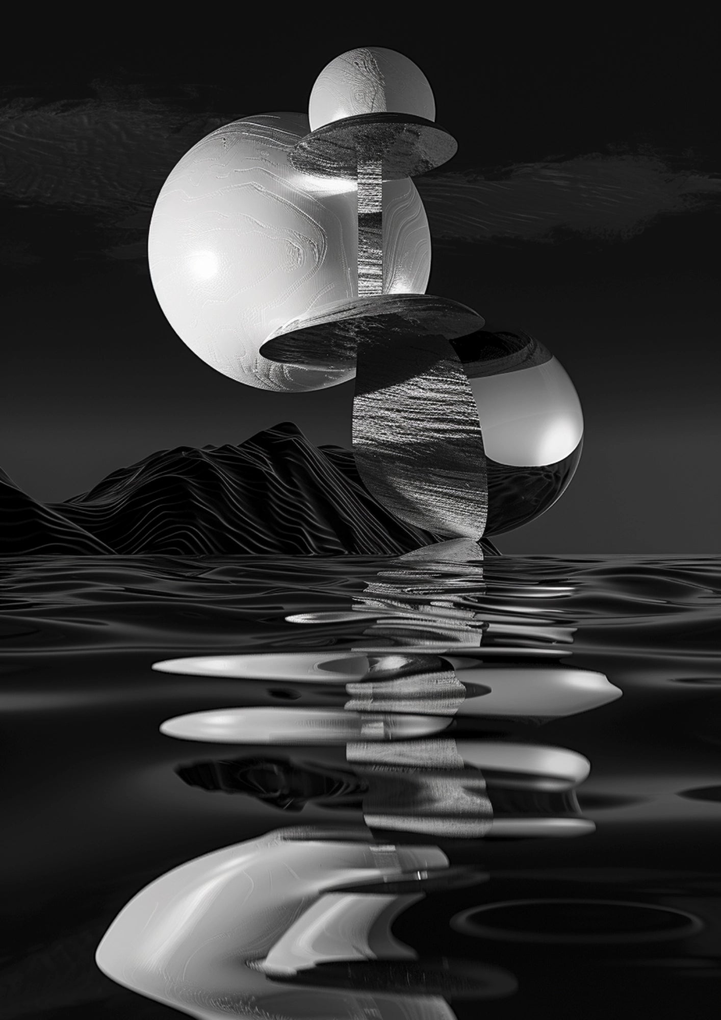 Futurystyczne Odbicie Srebrnych Kuli Plakat