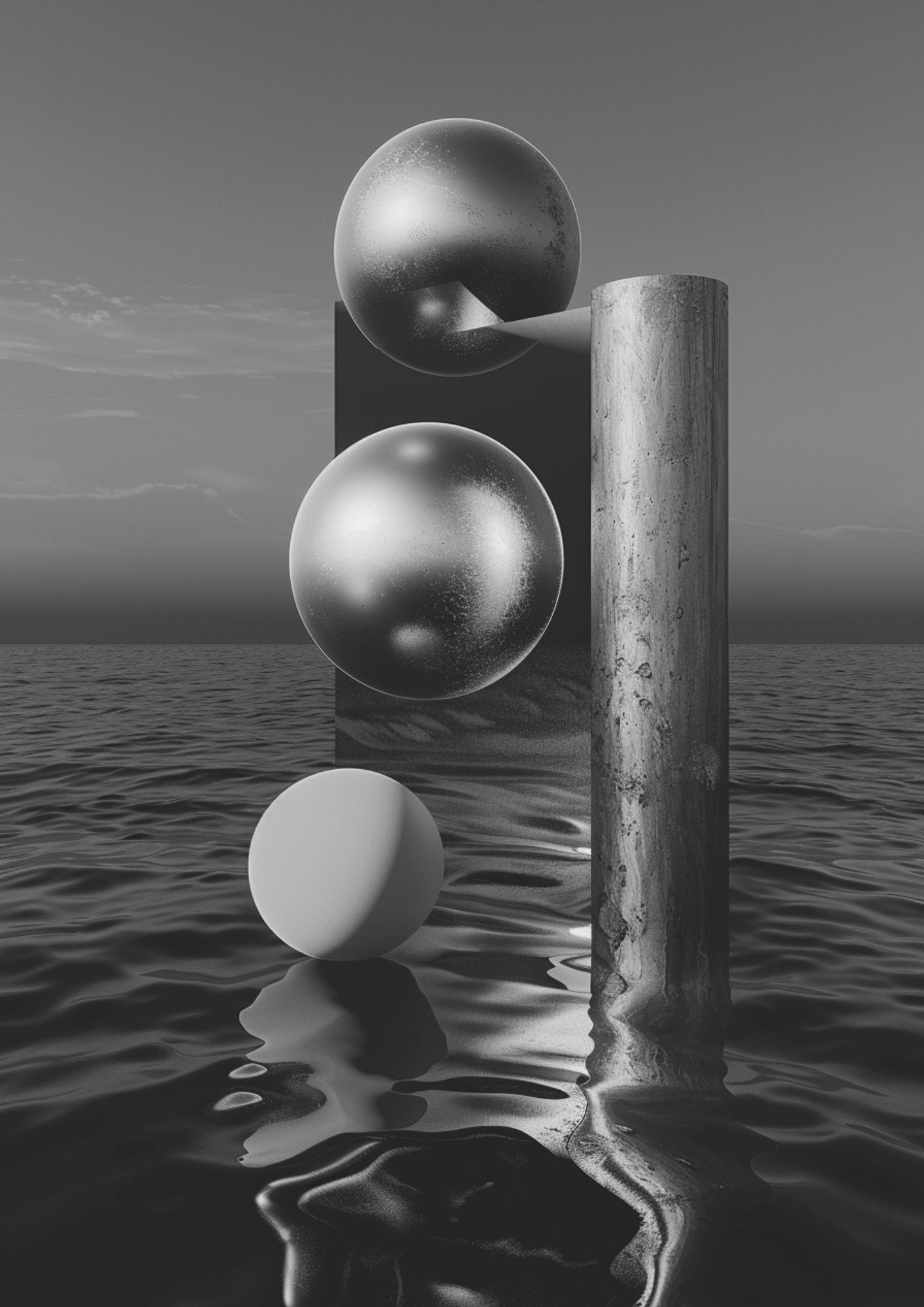 Geometryczne Formy na Wodzie Plakat