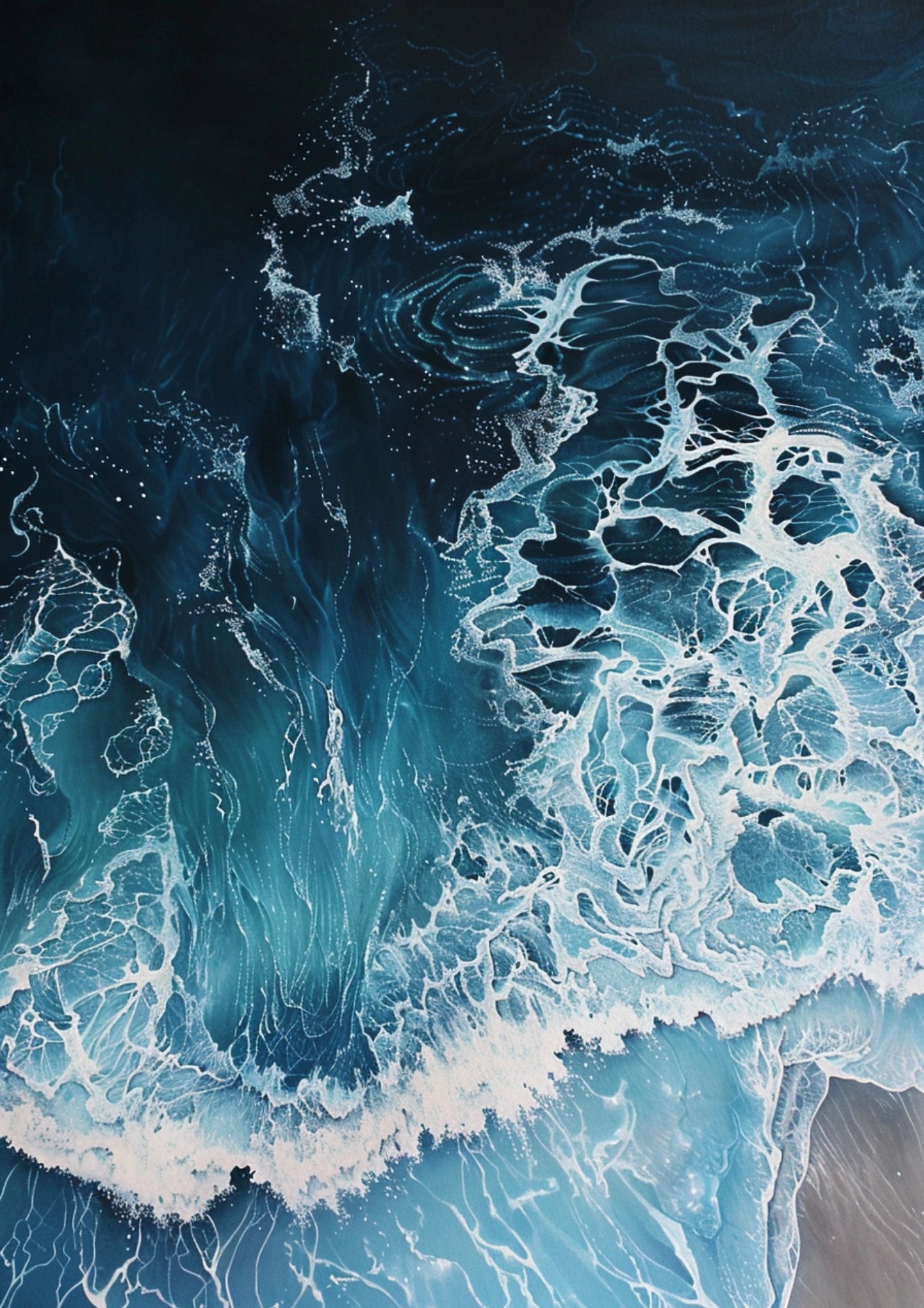 Fale Oceanu Na Ścianie Plakat