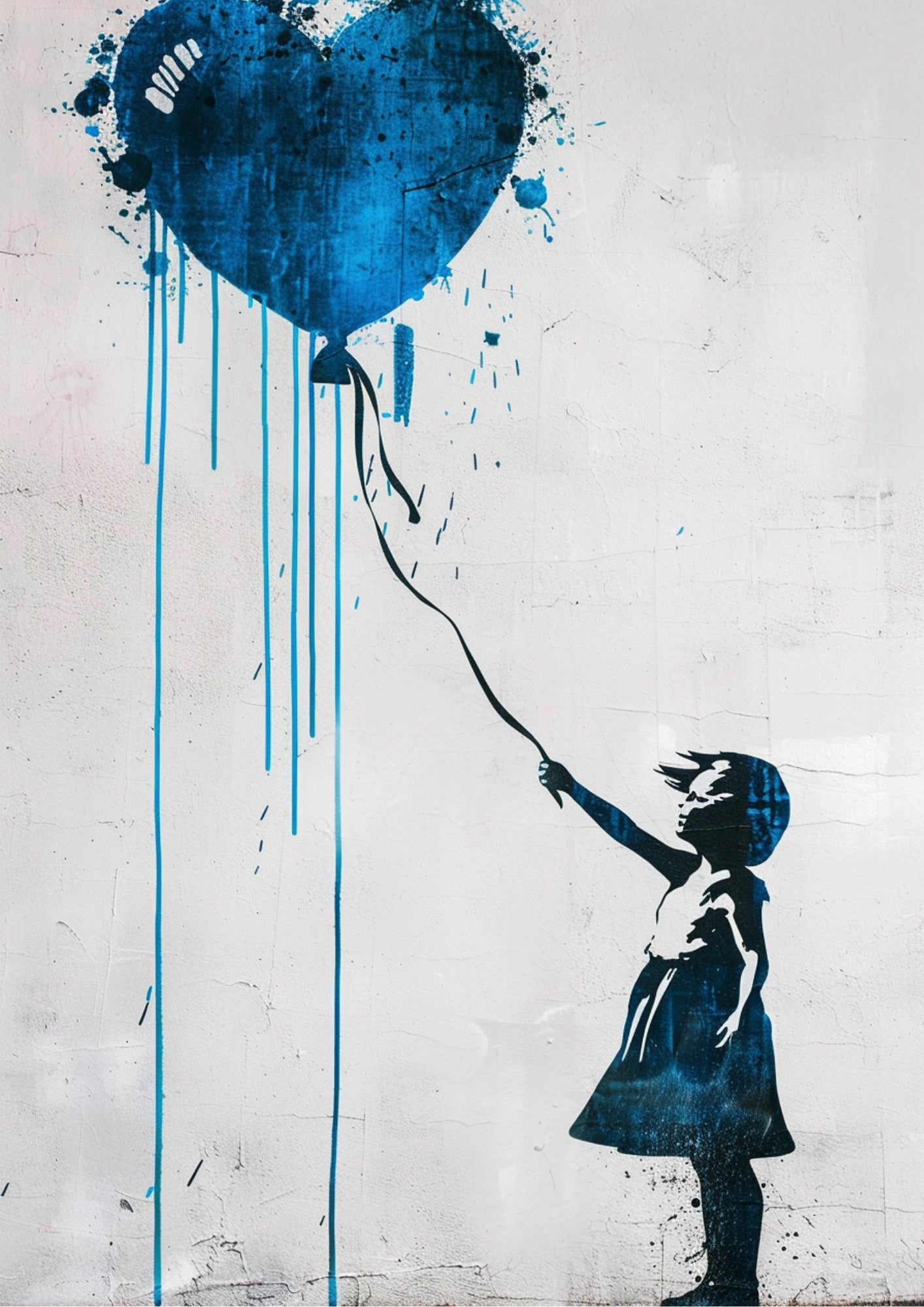 Dziewczynka z Niebieskim Balonikiem Plakat