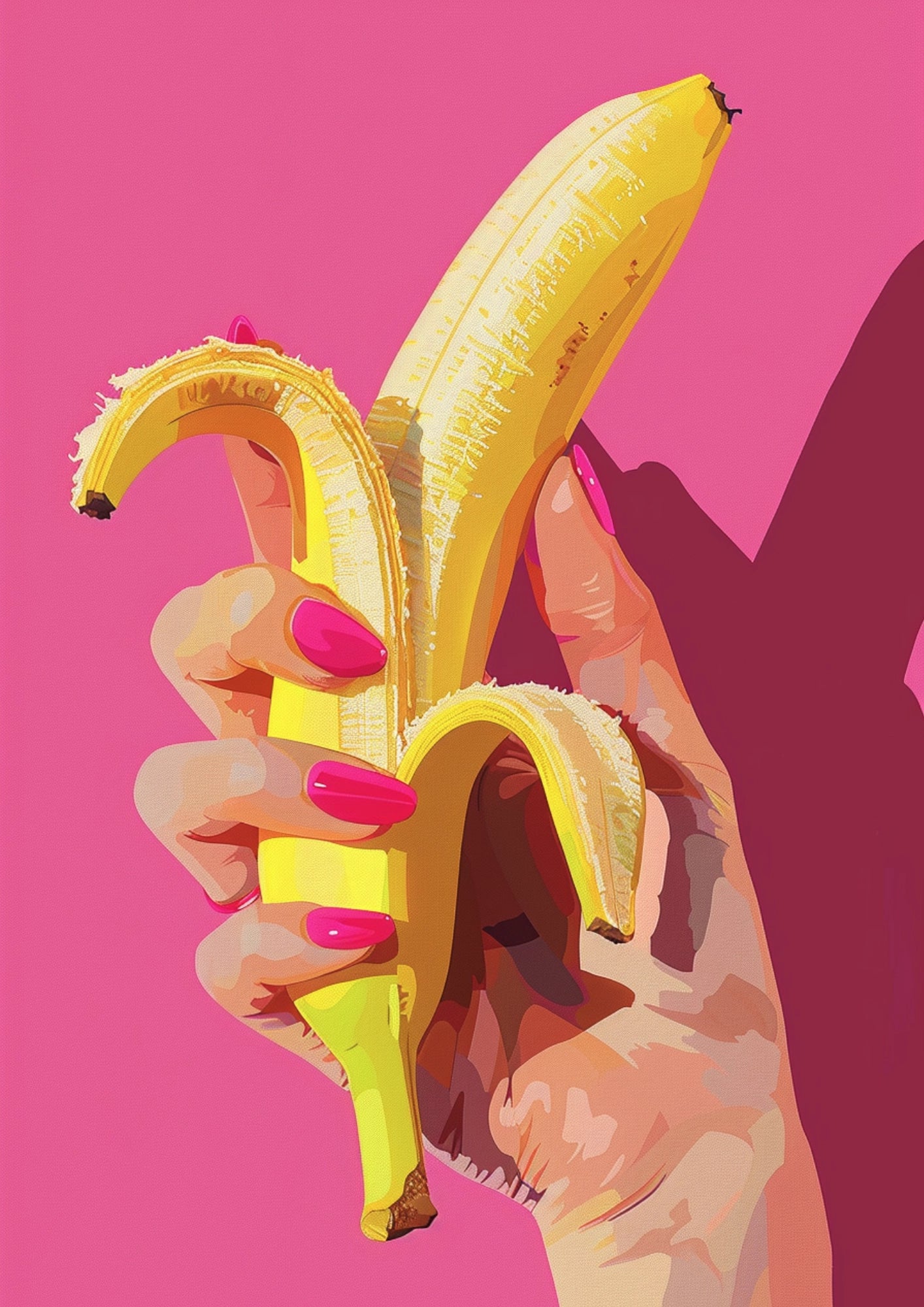 Różowy Banan W Letnim Stylu Plakat