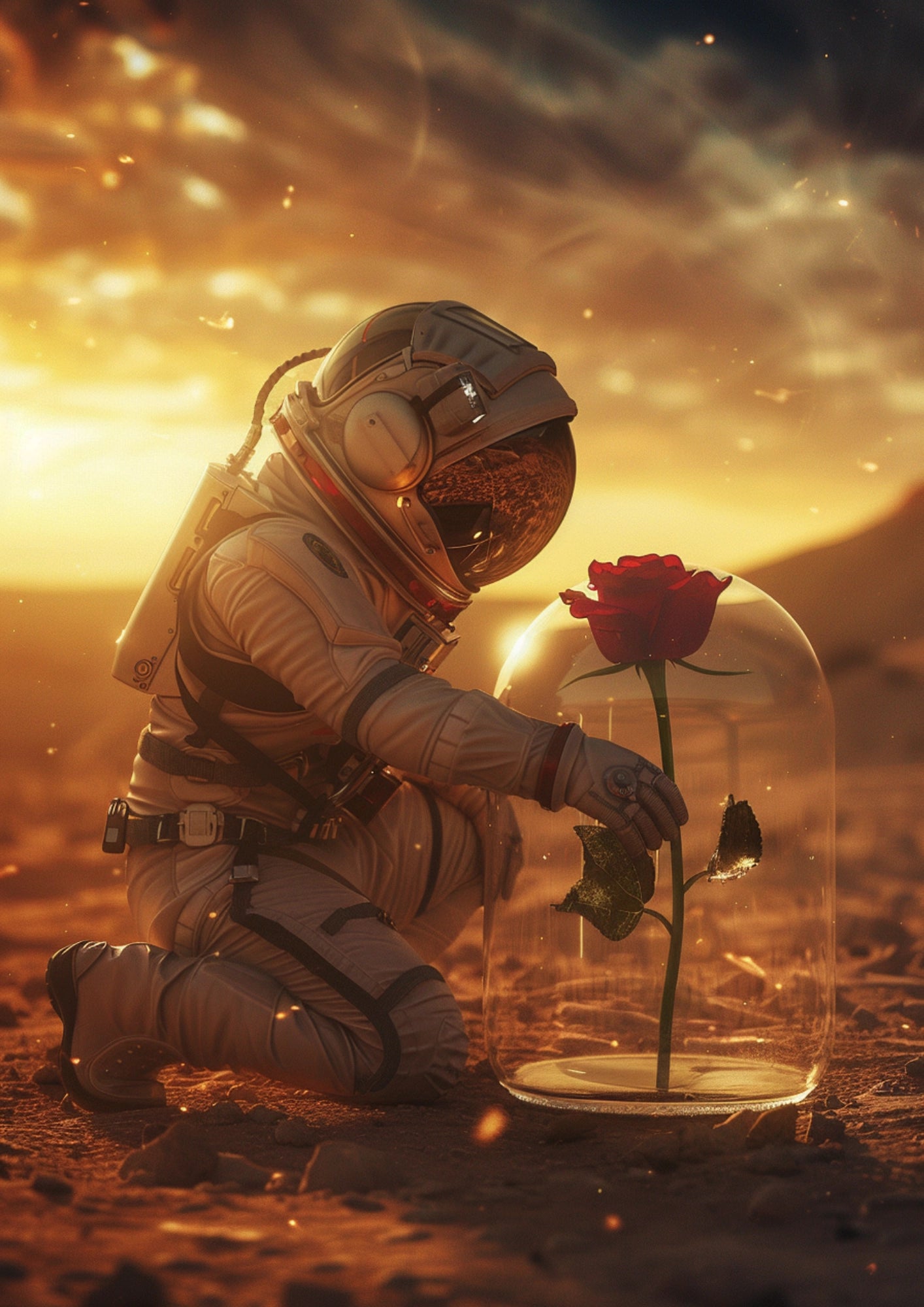 Astronauta i Róża na Marsie Plakat