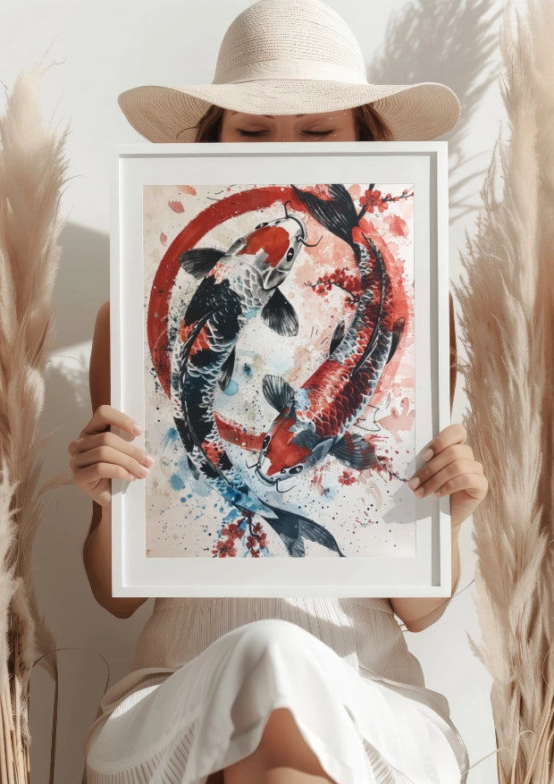 Japońskie Karpie Yin Yang Plakat