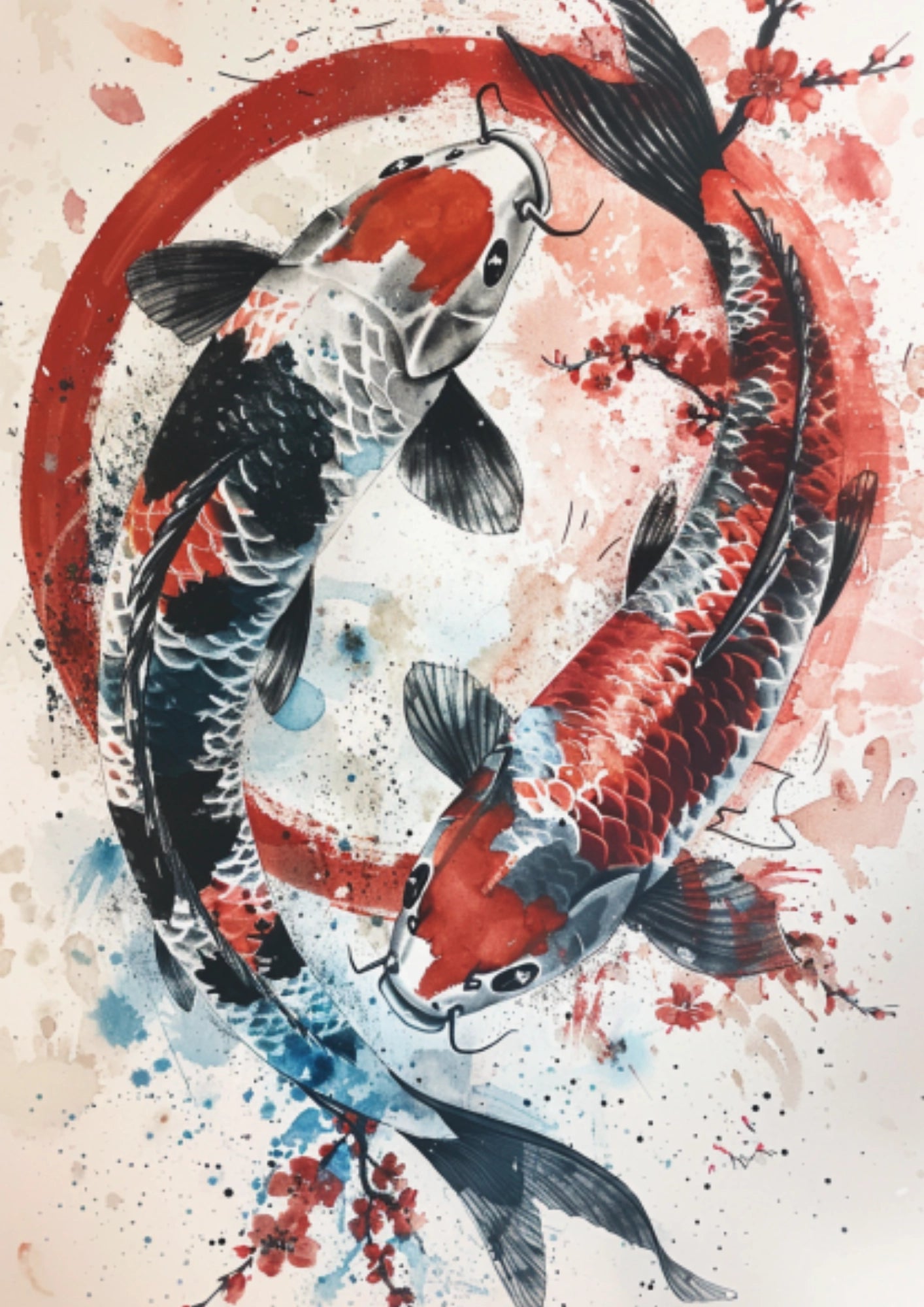 Japońskie Karpie Yin Yang Plakat